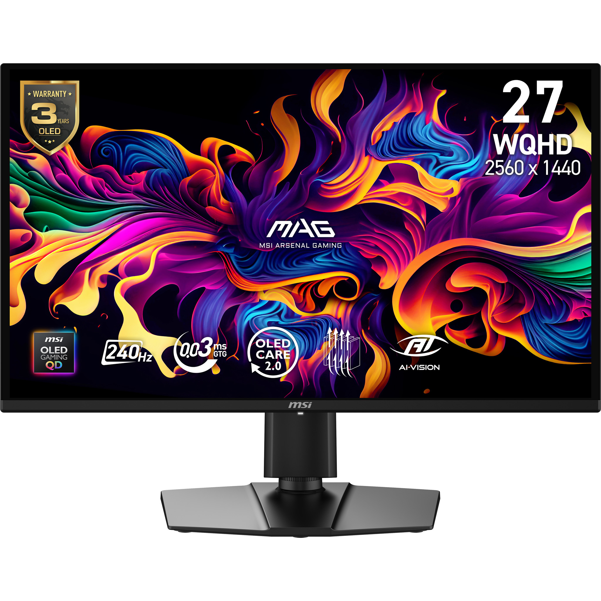 MSI MAG 274QP QD-OLED X24 computerskærm 67,3 cm (26.5") 2560 x 1440 pixel Wide Quad HD Sort