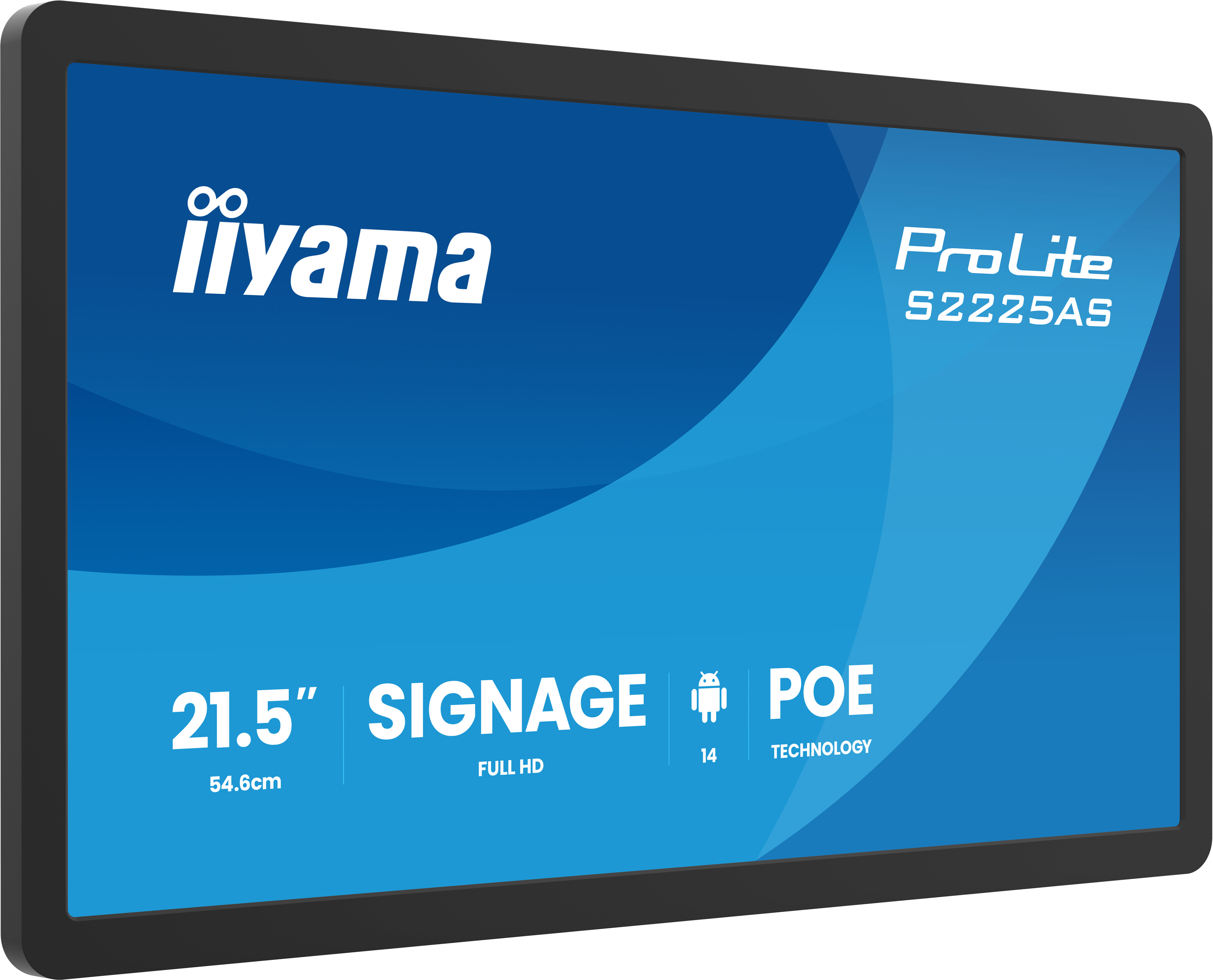 iiyama ProLite S2225AS-B1P Digital fladpaneldisplay 54,6 cm (21.5") LCD Wi-Fi 500 cd/m² Fuld HD Sort Indbygget processer Android 24/7