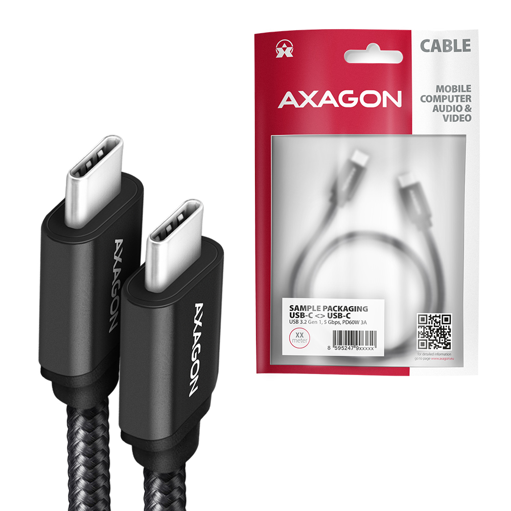 Axagon BUCM3-CM15AB USB-kabel USB 3.2 Gen 1 (3.1 Gen 1) 1,5 m USB C Sort
