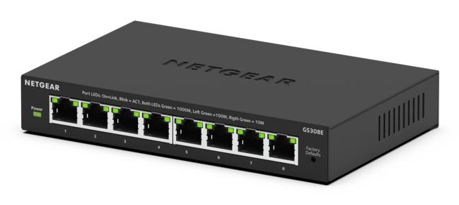 NETGEAR GS308E Administreret L2/L3 Gigabit Ethernet (10/100/1000) Strøm over Ethernet (PoE) Sort