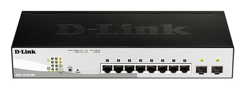 D-Link DGS-1210-08P netværksswitch Administreret L2/L3 Gigabit Ethernet (10/100/1000) Strøm over Ethernet (PoE) Sort