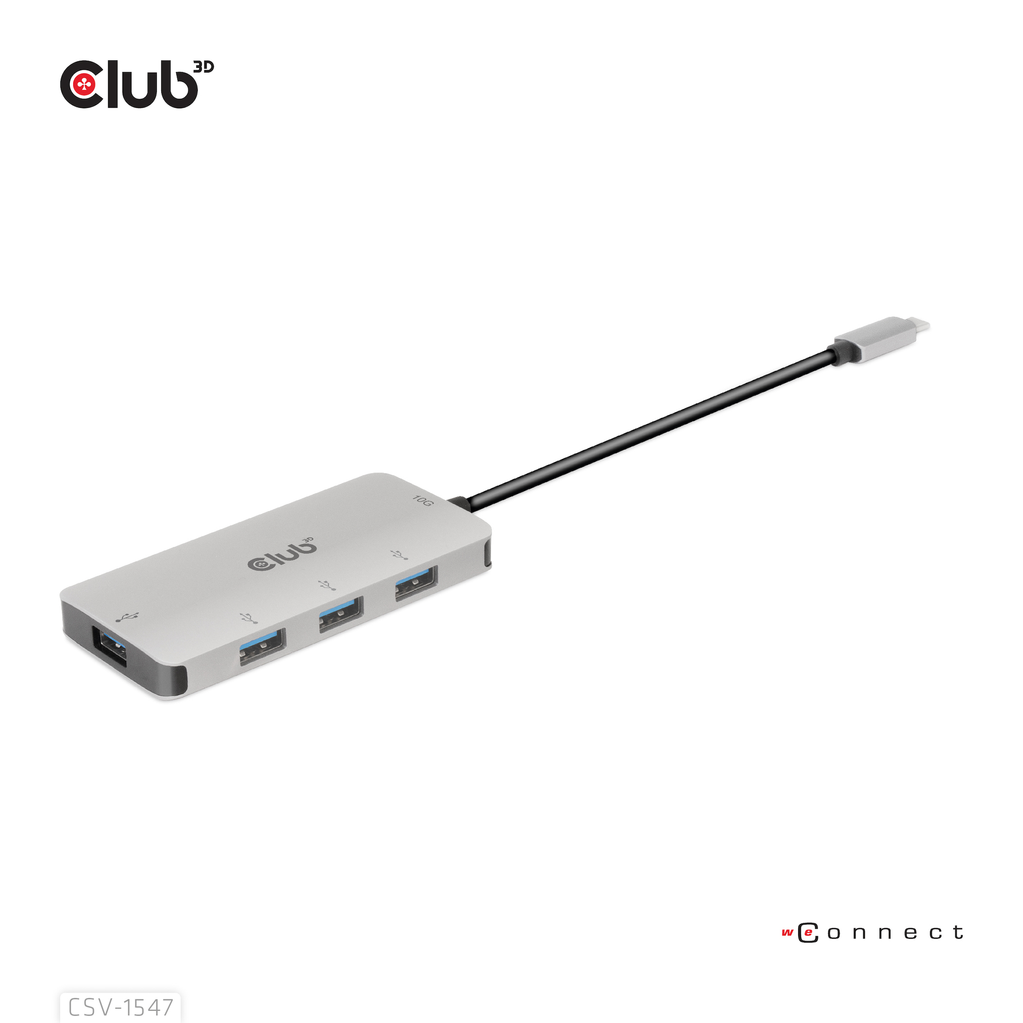 CLUB3D CSV-1547 interface hub USB 3.2 Gen 2 (3.1 Gen 2) Type-C 10000 Mbit/s Sort, Sølv