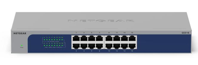 NETGEAR GS516-300EUS netværksswitch Ikke administreret Gigabit Ethernet (10/100/1000) Strøm over Ethernet (PoE) Grå