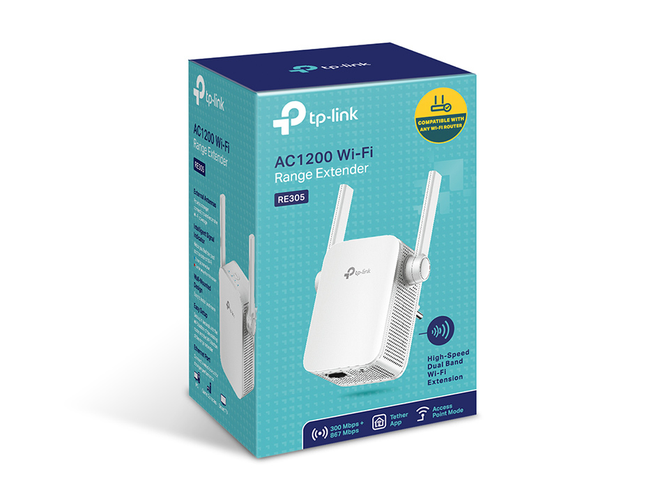 TP-Link RE305 netværk forlænger Netværksgentager Hvid 10, 100 Mbit/s