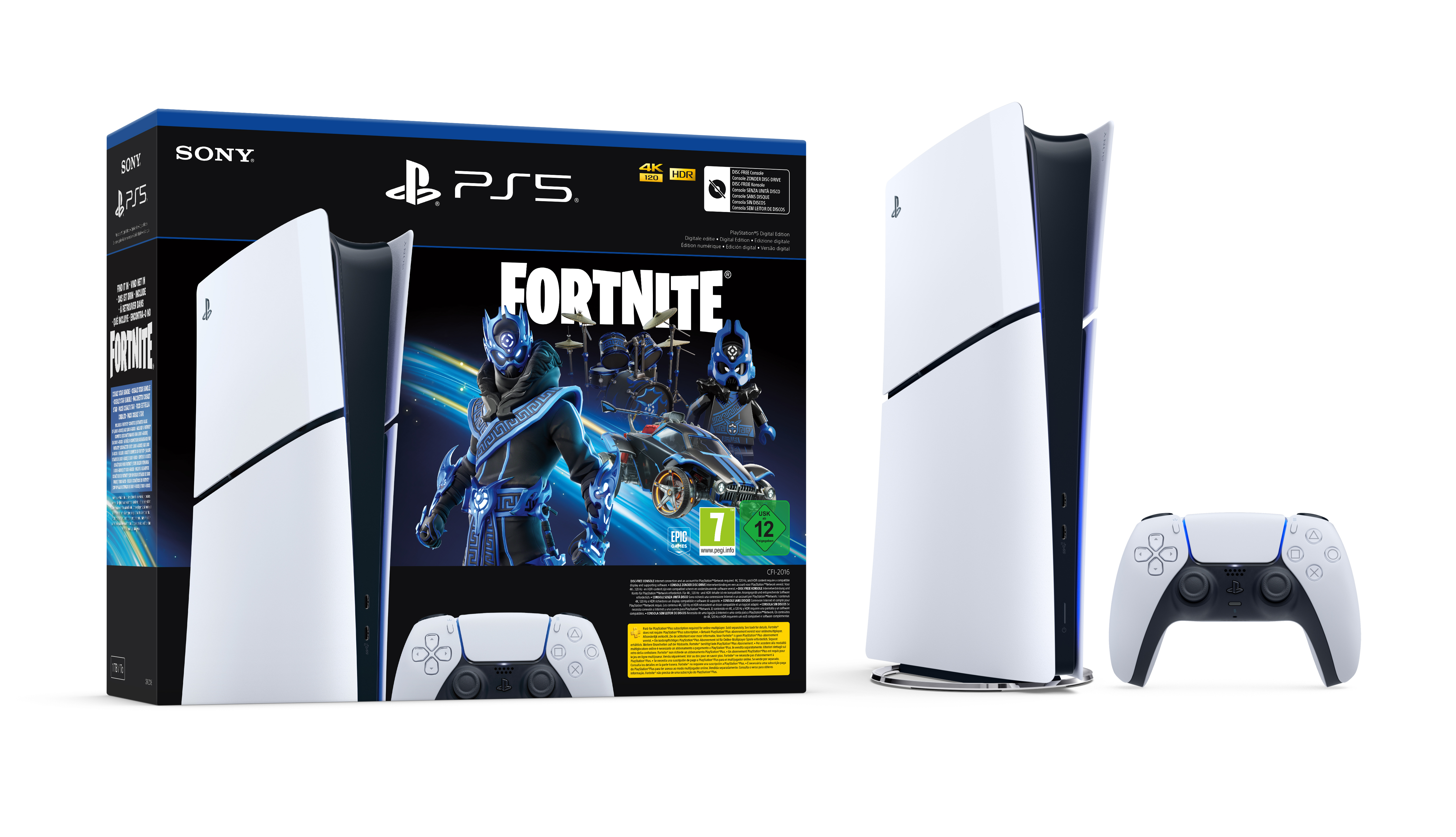 Sony Playstation 5 Digital Edition Fortnite 1 TB Wi-Fi Sort, Hvid