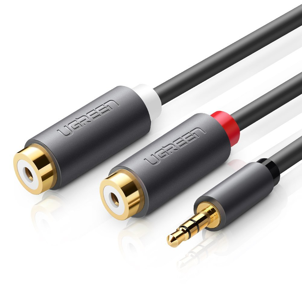 Ugreen 10547 lydkabel 3.5mm 2 x RCA Sort