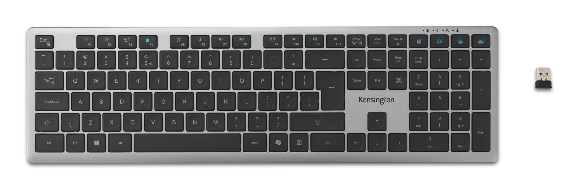 Kensington KB535 EQ tastatur Kontor RF trådløs + Bluetooth QWERTY Engelsk Grå