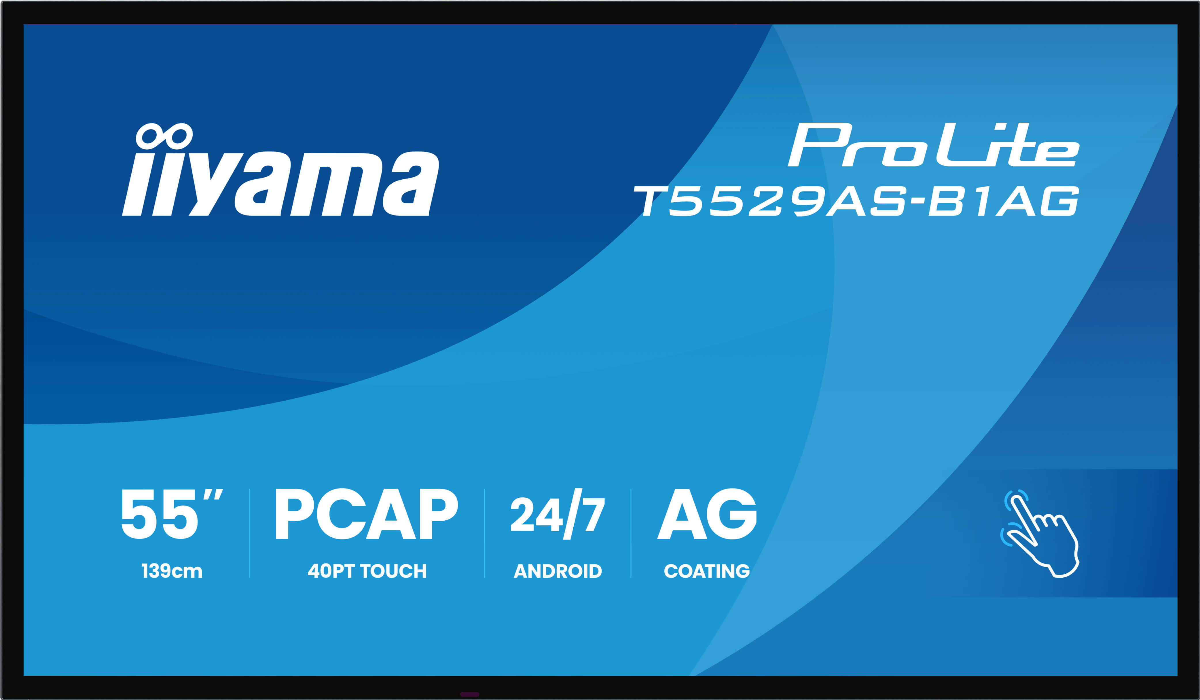 iiyama T5529AS-B1AG skilte display Interaktivt fladpanel 138,7 cm (54.6") LED Wi-Fi 500 cd/m² 4K Ultra HD Sort Berøringsskærm Indbygget processer Android 24/7