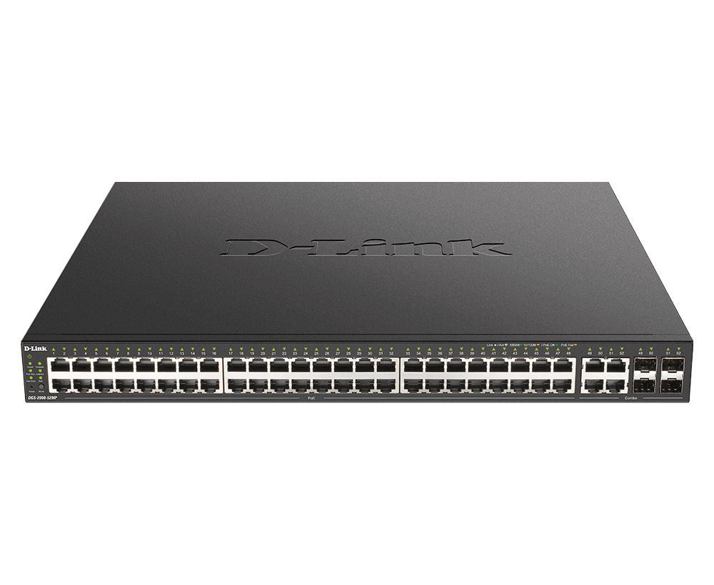 D-Link DGS-2000-52MP netværksswitch Administreret L2/L3 Gigabit Ethernet (10/100/1000) Strøm over Ethernet (PoE) 1U Sort