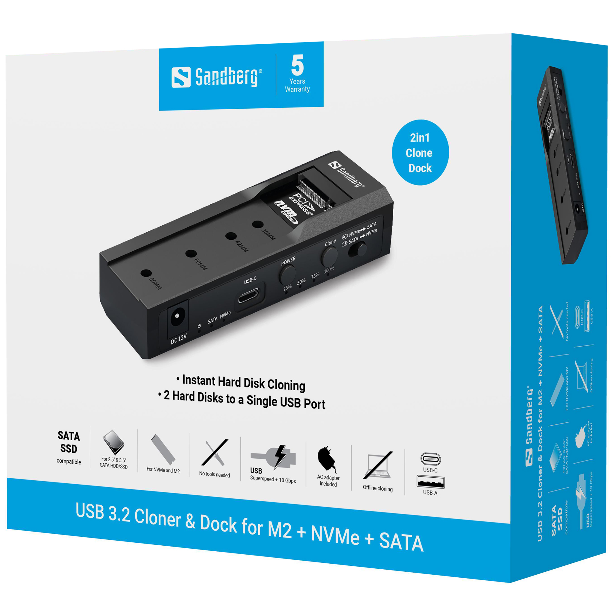 Sandberg USB-3 Cloner+Dock M2+NVMe+SATA