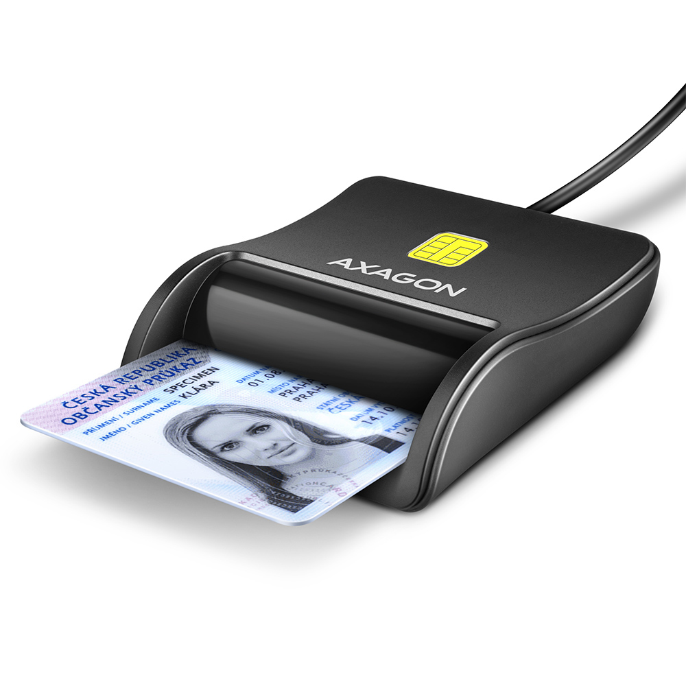 Axagon CRE-SM3N USB Smart card Flat smartcard læser Indendørs USB 2.0 Sort