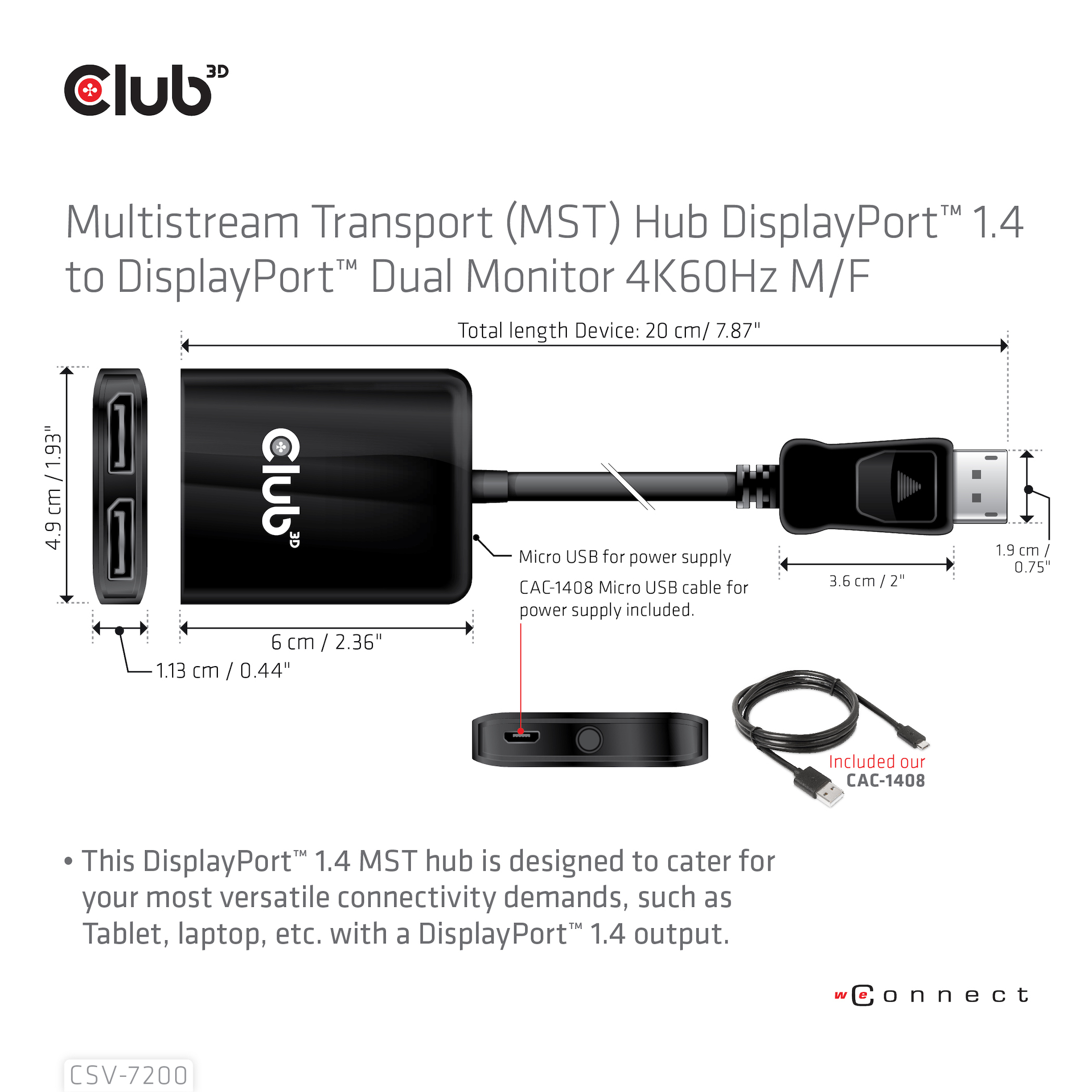 CLUB3D CSV-7220 videokabel adapter 1 m DisplayPort HDMI + DisplayPort Grå