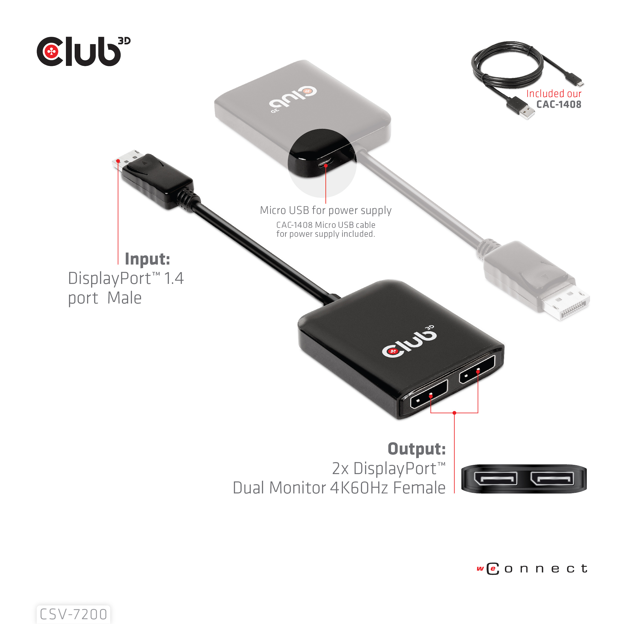 CLUB3D CSV-7220 videokabel adapter 1 m DisplayPort HDMI + DisplayPort Grå