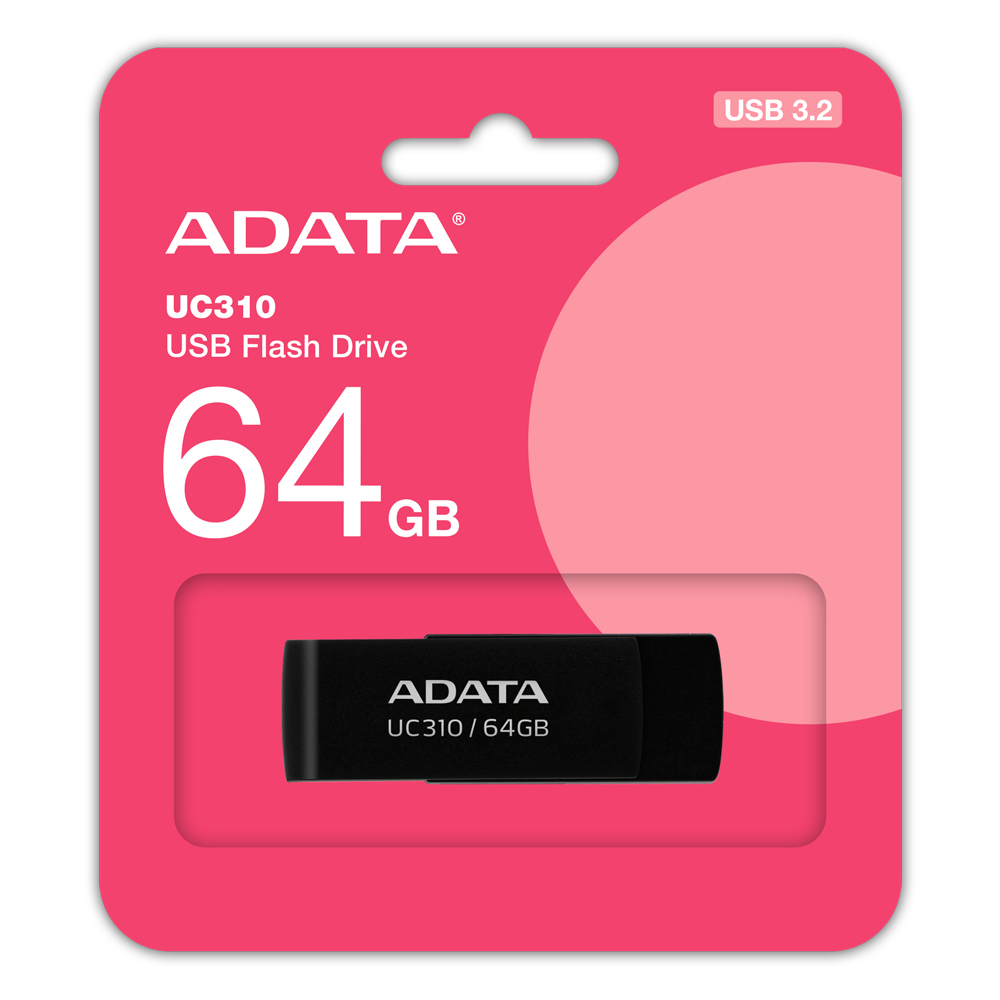 ADATA UC310 USB-nøgle 64 GB USB Type-A 3.2 Gen 1 (3.1 Gen 1) Sort
