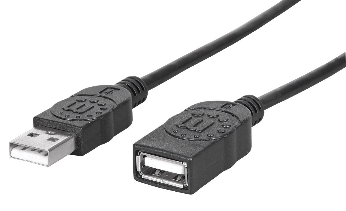 Manhattan 308519 USB-kabel USB 2.0 1 m USB A Sort