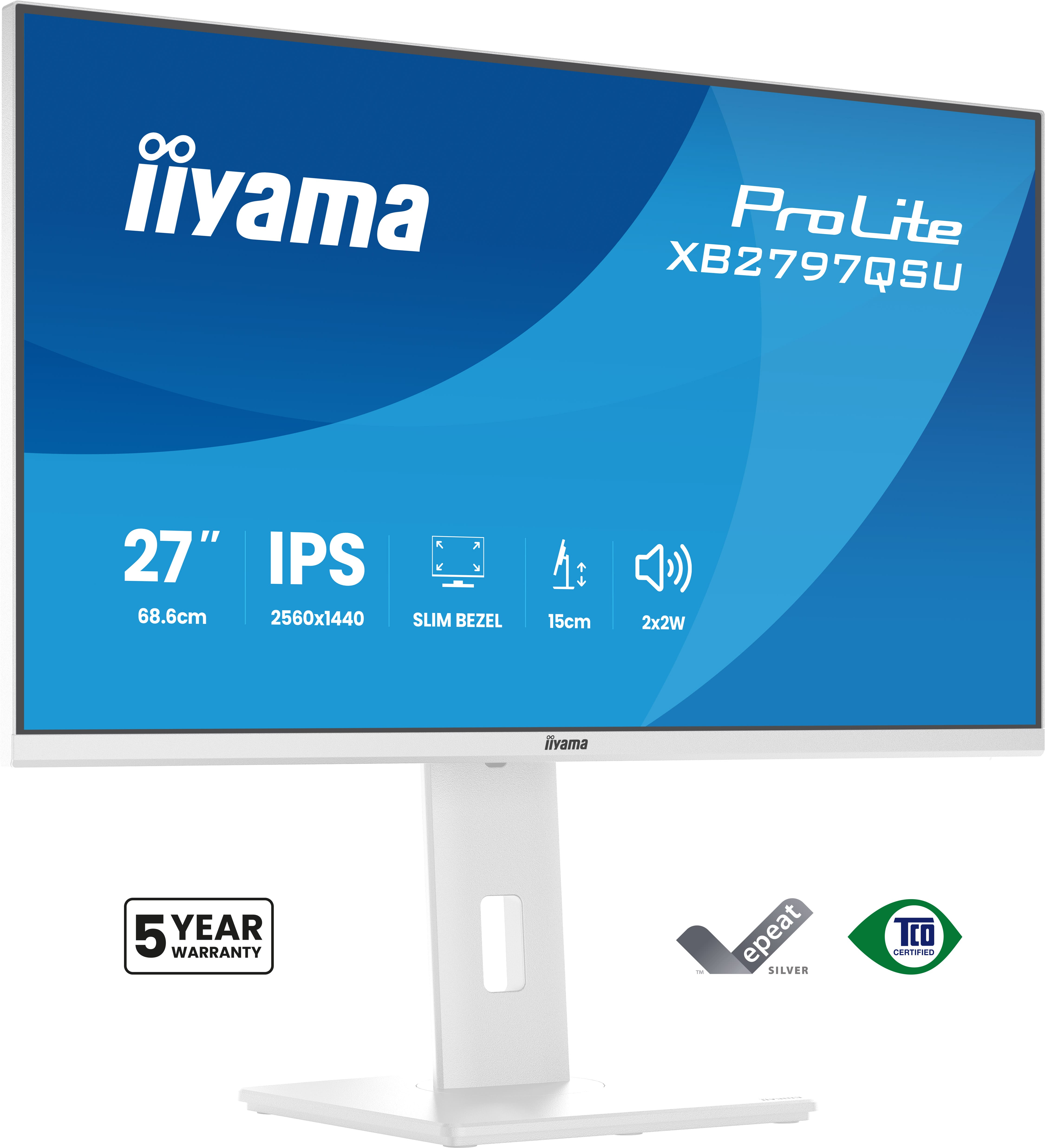 iiyama ProLite XB2797QSU-W1 computerskærm 68,6 cm (27") 2560 x 1440 pixel Quad HD LED Hvid