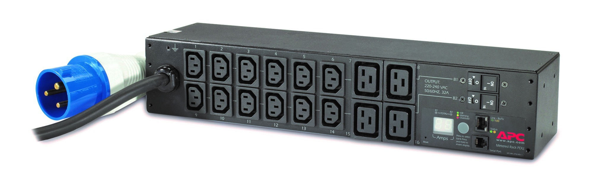 APC AP7822B strømforsyningsenhed (PDU) 16 AC stikkontakt(er) 2U Sort