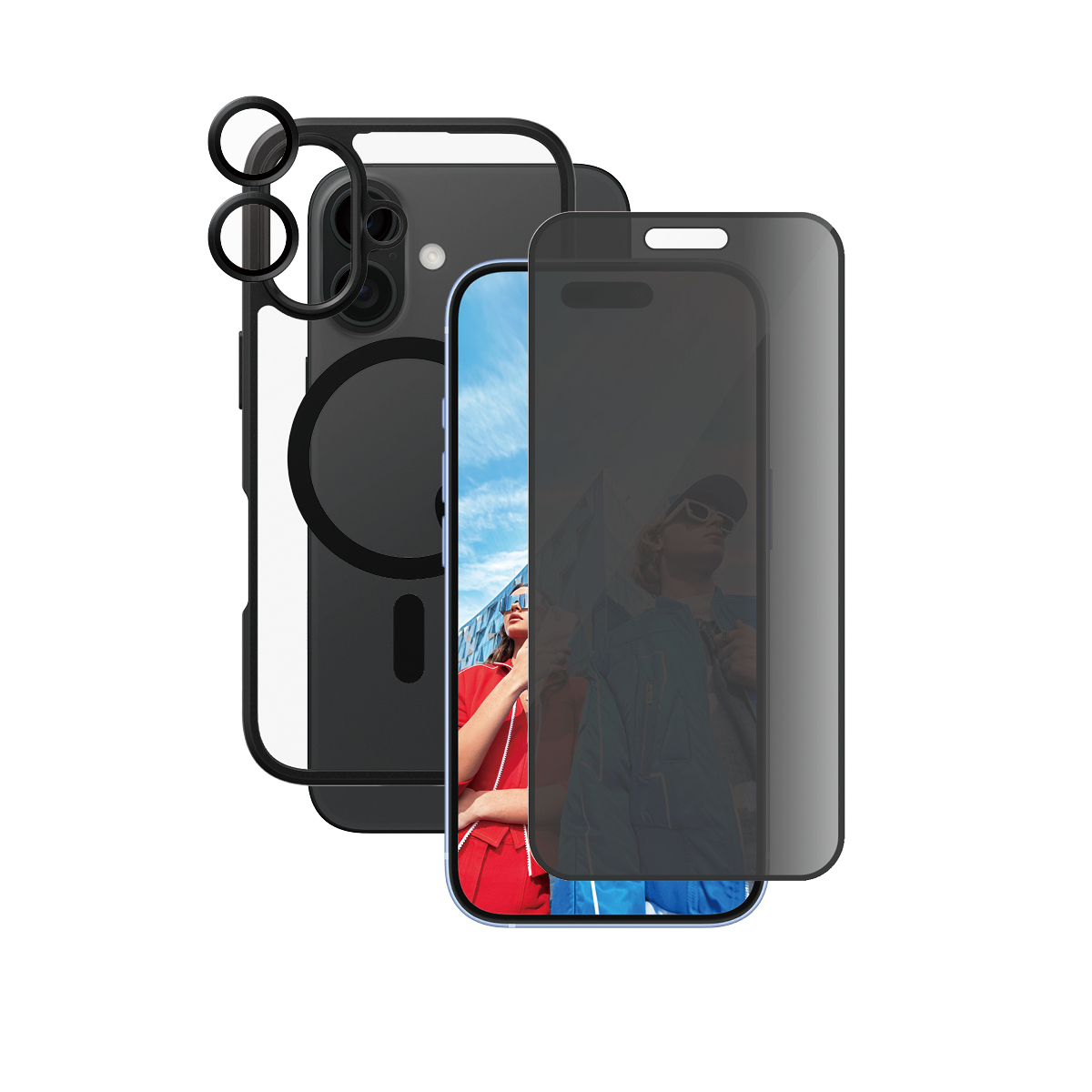 PanzerGlass ® | CARE by ® Flagship 3-in-1 Privacy Pakke iPhone 16