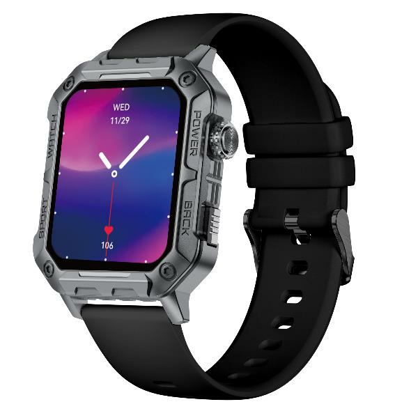 Nilox NXSWTRAILWATCH Smartwatch og sportsur 4,85 cm (1.91") Digital 320 x 385 pixel Berøringsskærm Rustfrit stål