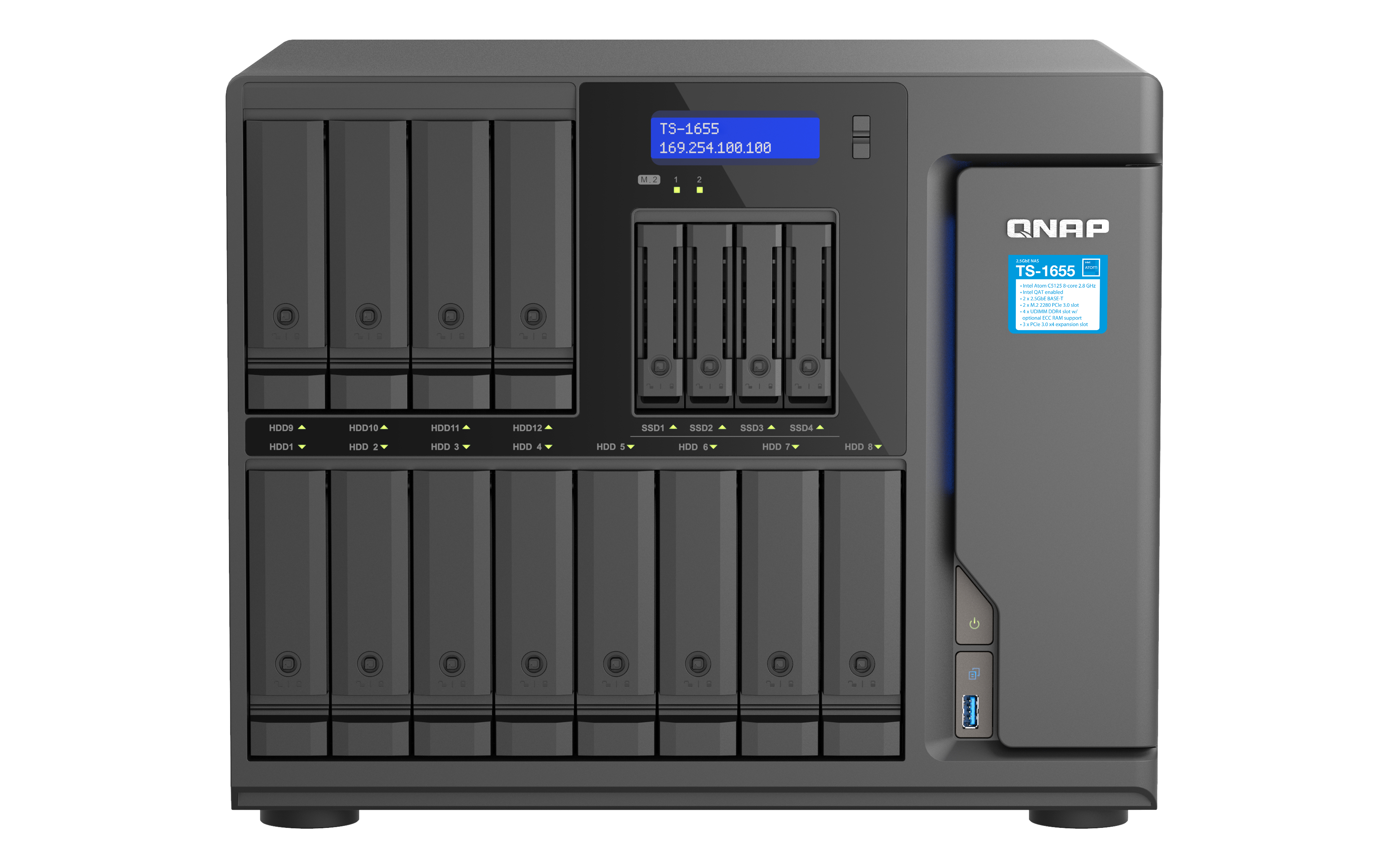 QNAP TS-1655 NAS Tower Intel Atom® C5125 8 GB DDR4 0 TB QNAP Turbo System Sort