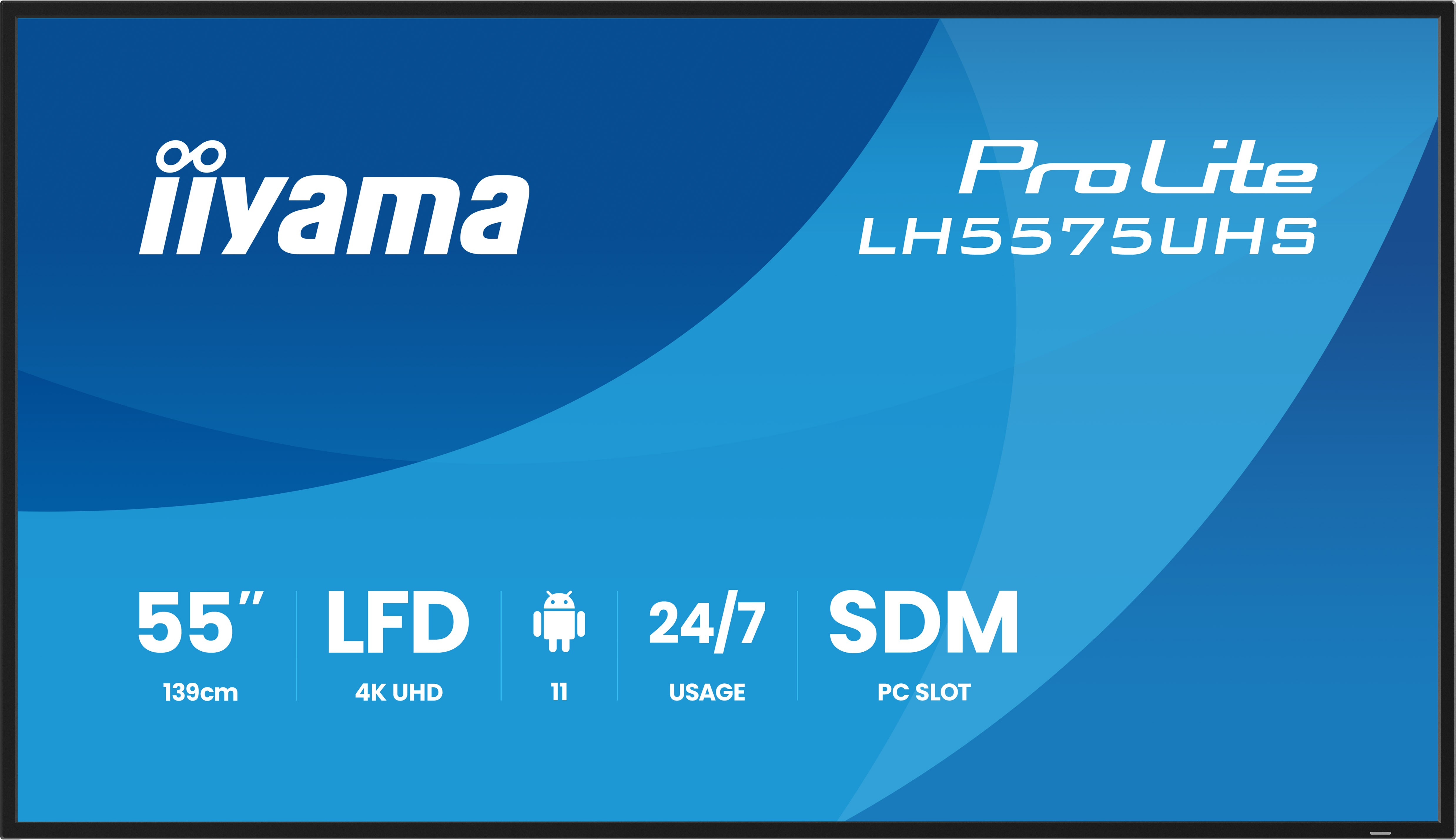 iiyama LH5575UHS-B2AG skilte display Digital fladpaneldisplay 138,7 cm (54.6") LCD Wi-Fi 500 cd/m² 4K Ultra HD Sort Indbygget processer Android 11 24/7