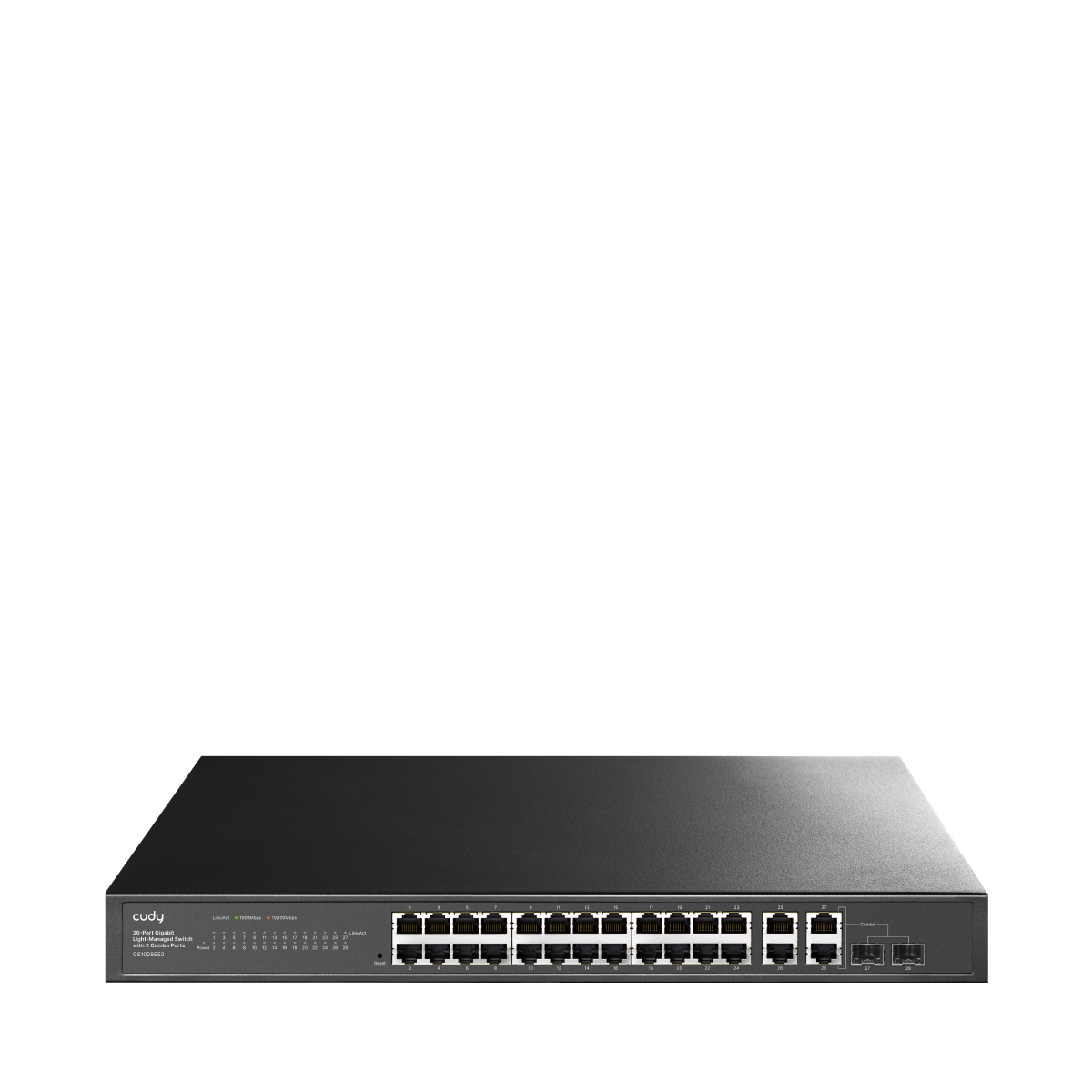 Cudy 26-Port Gigabit Easy-Managed Switch with 2 Combo Ports, GS1028ES2 1.0 Administreret L2 Gigabit Ethernet (10/100/1000) Sort