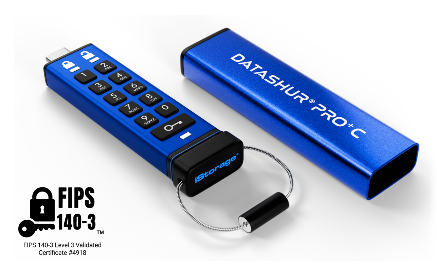 iStorage datAshur PRO+C USB-nøgle 256 GB USB Type-C 3.2 Gen 1 (3.1 Gen 1) Blå