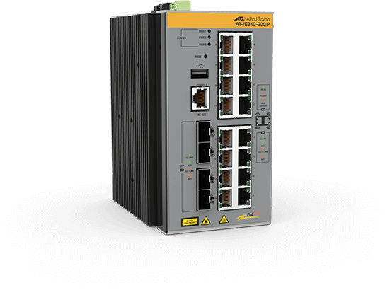 Allied Telesis AT-IE340-20GP-80 Administreret L3 Gigabit Ethernet (10/100/1000) Strøm over Ethernet (PoE) Grå