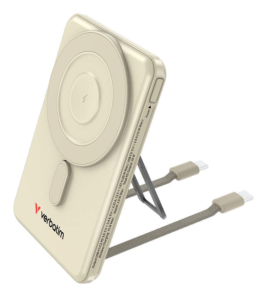 Verbatim 32253 powerbank Polymer 5000 mAh Trådløs opladning Guld