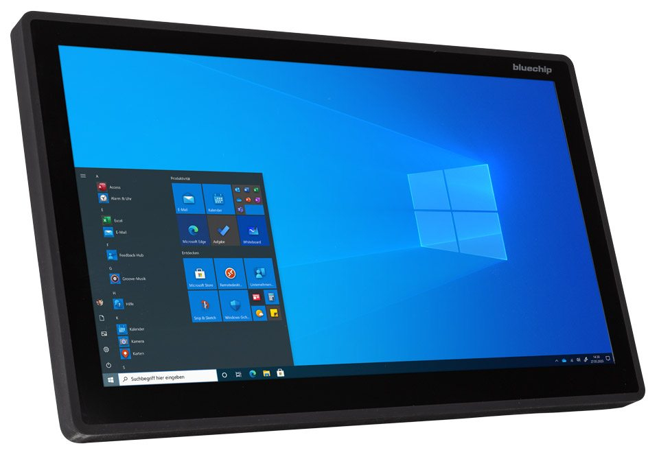 bluechip INDUSTRYline P24KT-1000 Intel Atom® x6413E 61 cm (24") 1920 x 1080 pixel Berøringsskærm All-in-One tablet PC 8 GB DDR4-SDRAM 120 GB SSD Windows 10 IoT Enterprise Wi-Fi 5 (802.11ac) Sort