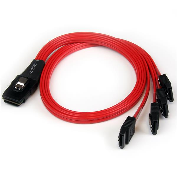 StarTech.com SAS8087S4R50 Serial Attached SCSI (SAS)-kabel 0,5 m Sort, Rød