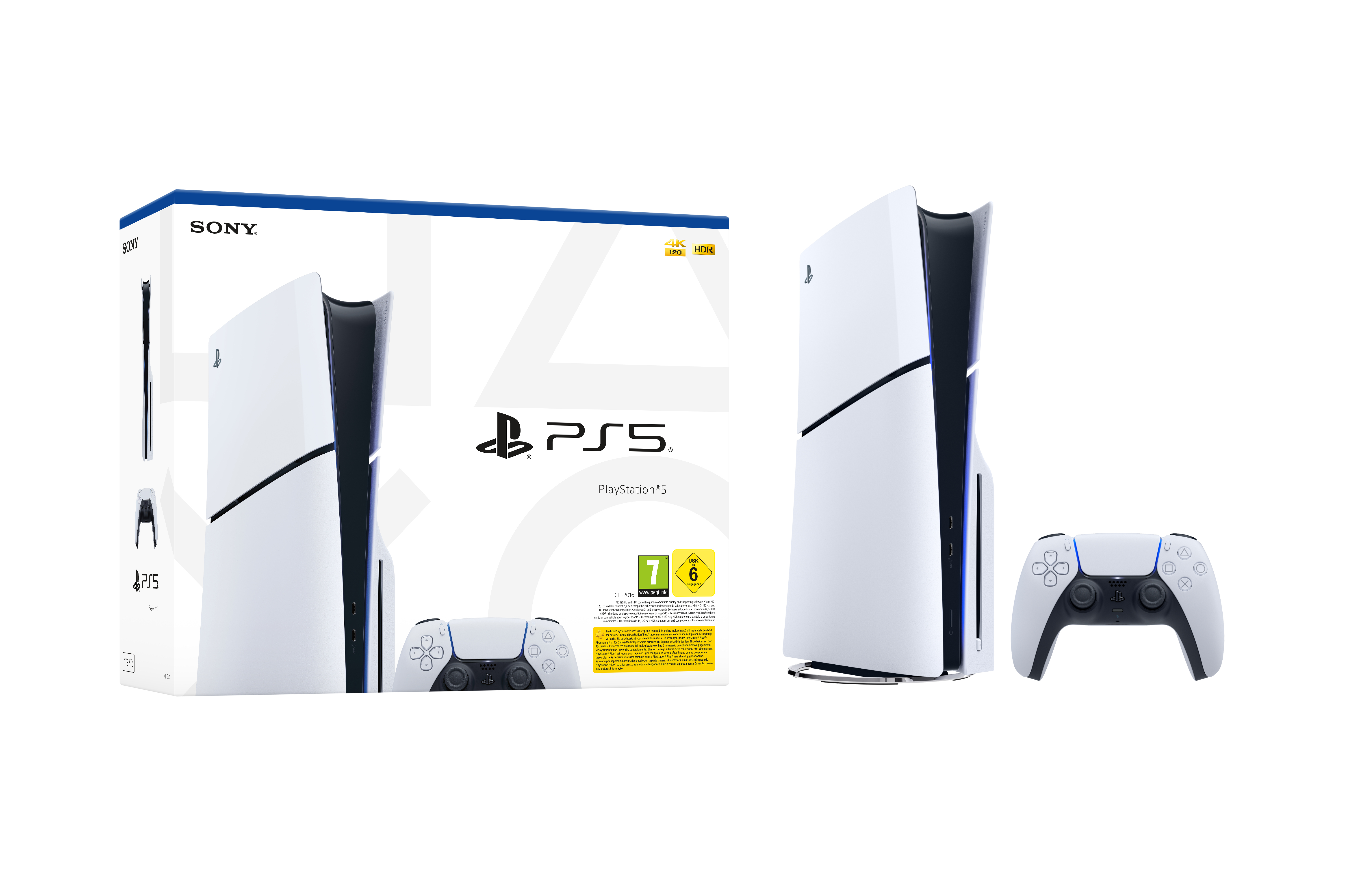 Sony Playstation 5 Slim 1,02 TB Wi-Fi Sort, Hvid
