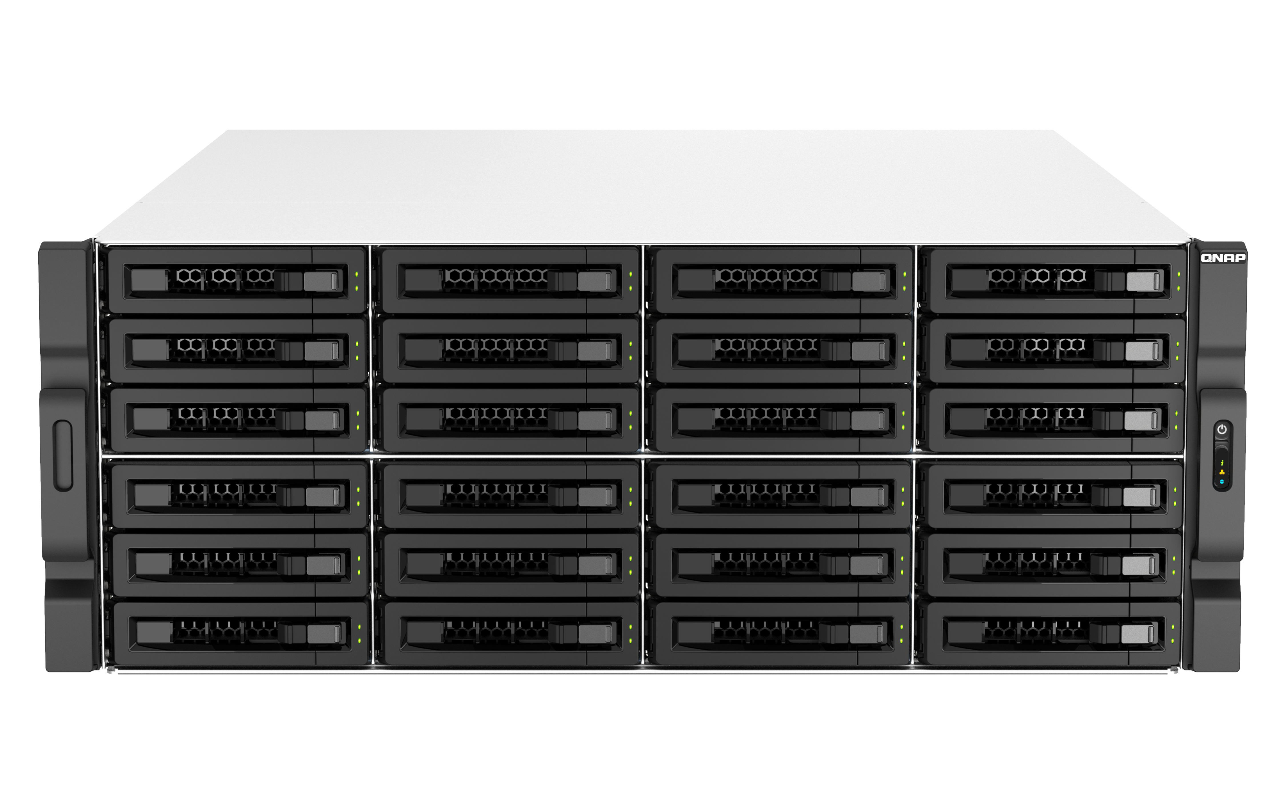 QNAP TS-H3087XU-RP NAS Stativ (4U) Intel Xeon E E-2378 64 GB DDR4 0 TB QuTS hero Sort, Hvid