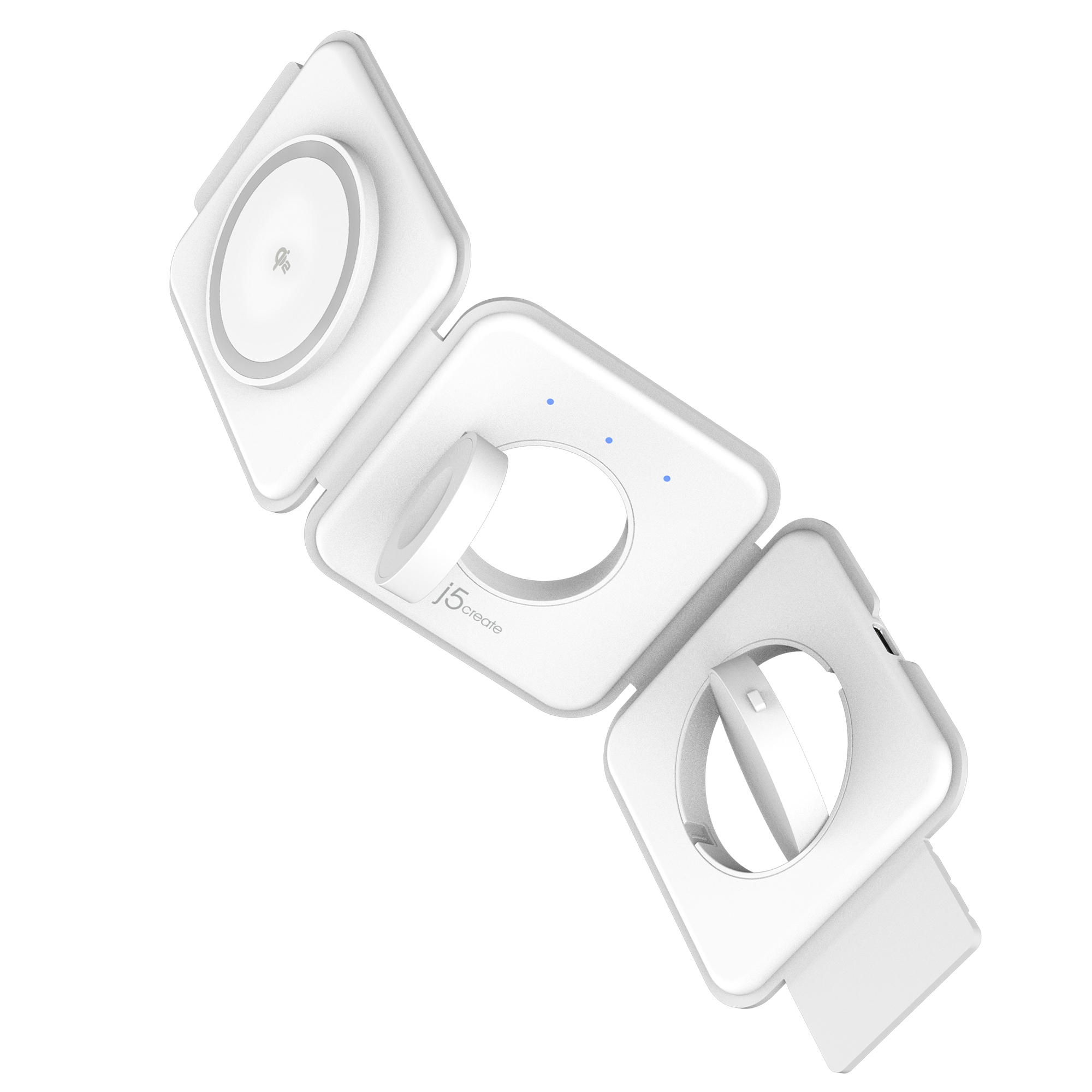 j5create JUPW3415 Hovedtelefoner, Smartphone, SmartWatch Hvid USB Trådløs opladning Hurtig opladning Indendørs