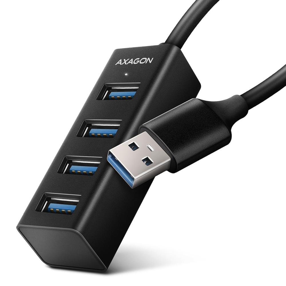 Axagon HUE-M1A interface hub USB 3.2 Gen 1 (3.1 Gen 1) Type-A 5000 Mbit/s Sort