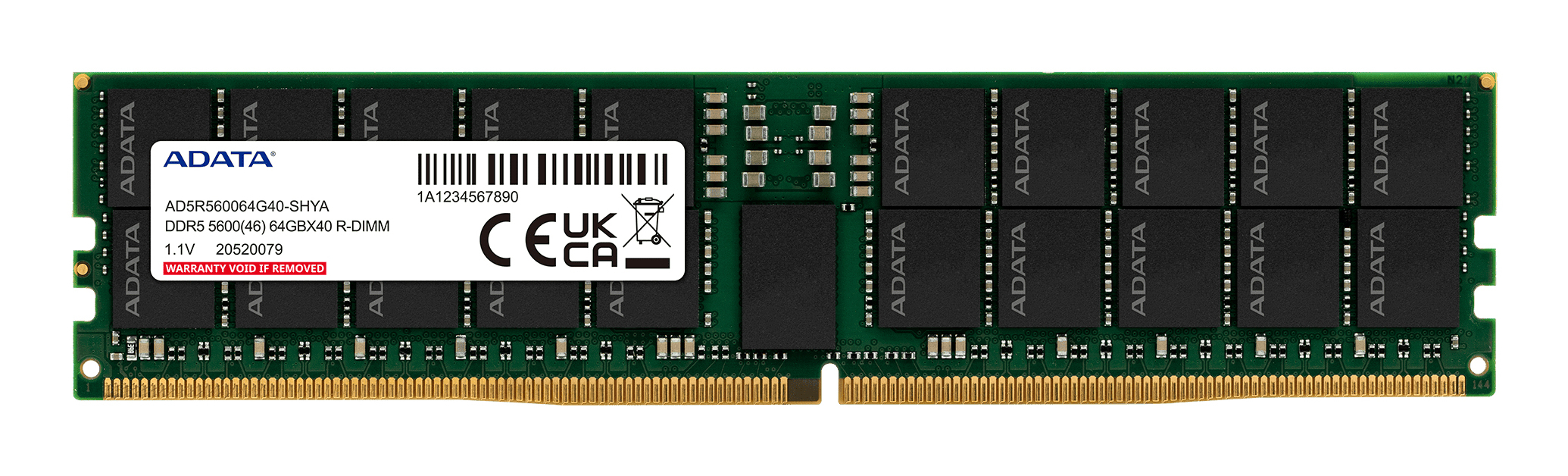 ADATA AD5R560064G40-SHYA hukommelsesmodul 64 GB 1 x 64 GB DDR5 5600 MT/s 288-pin DIMM Fejlkorrigerende kode