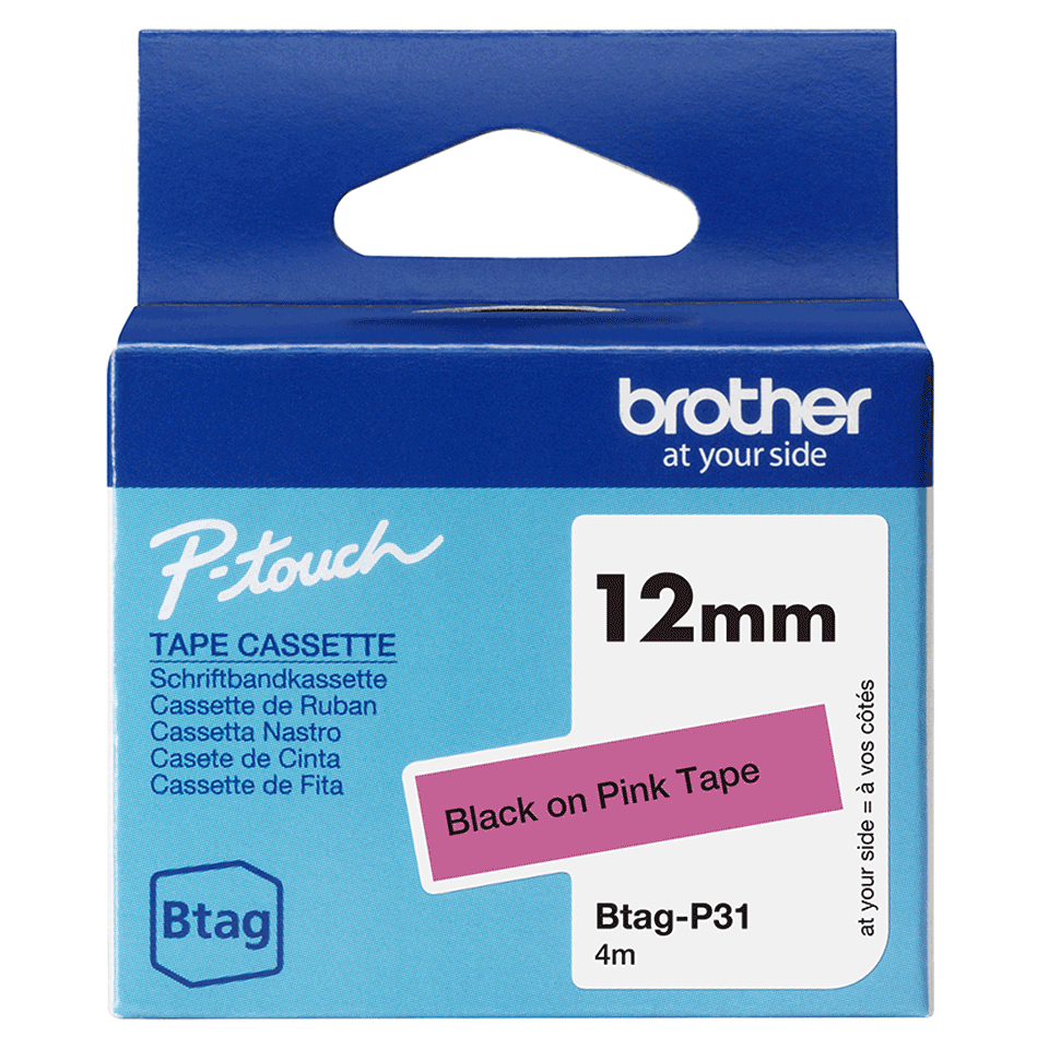 Brother BTAG-P31 etiketbånd Sort på pink