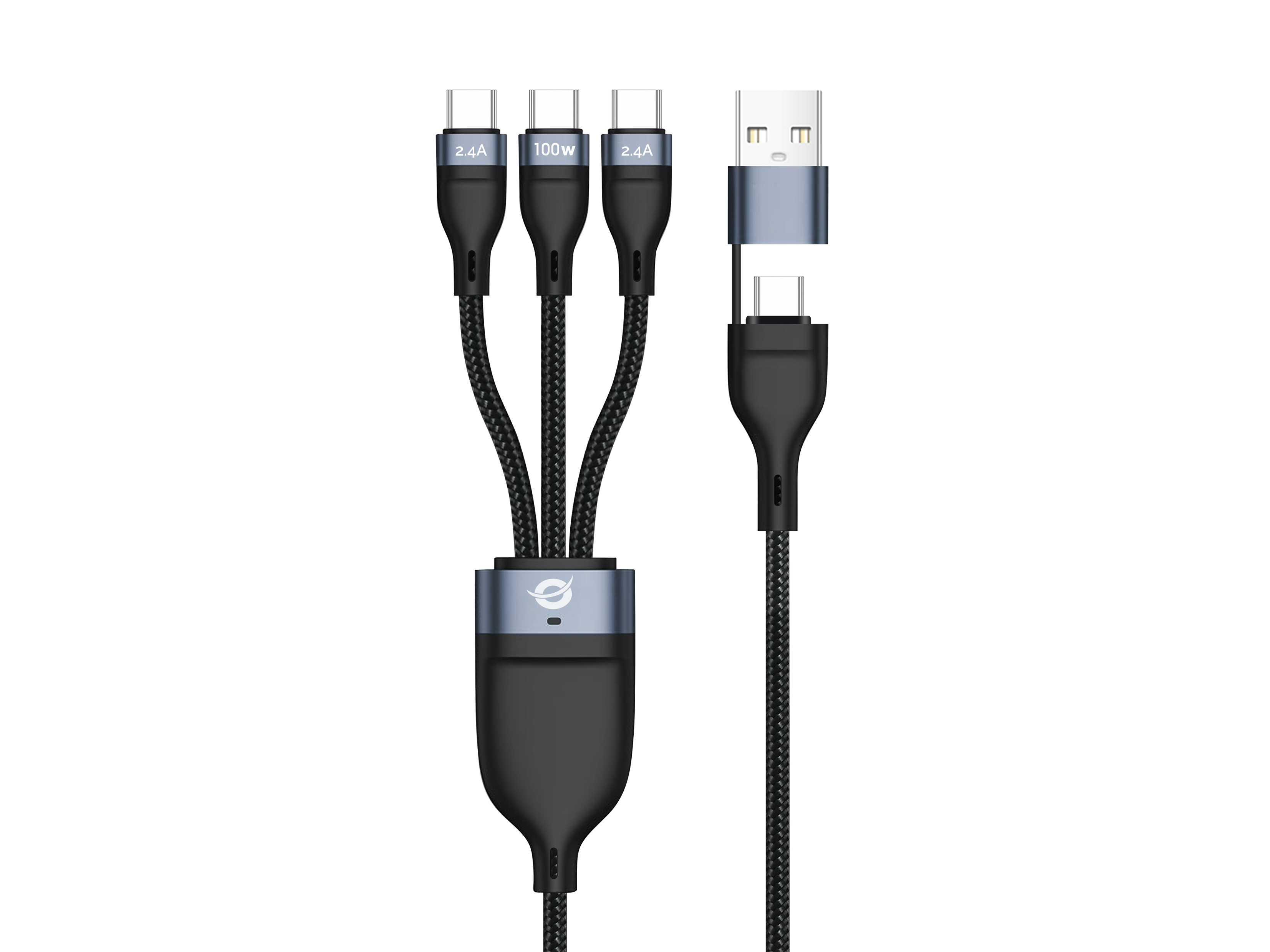 Conceptronic ETTA06B15C USB-kabel USB 2.0 1,5 m USB A/USB C 3 x USB C Sort
