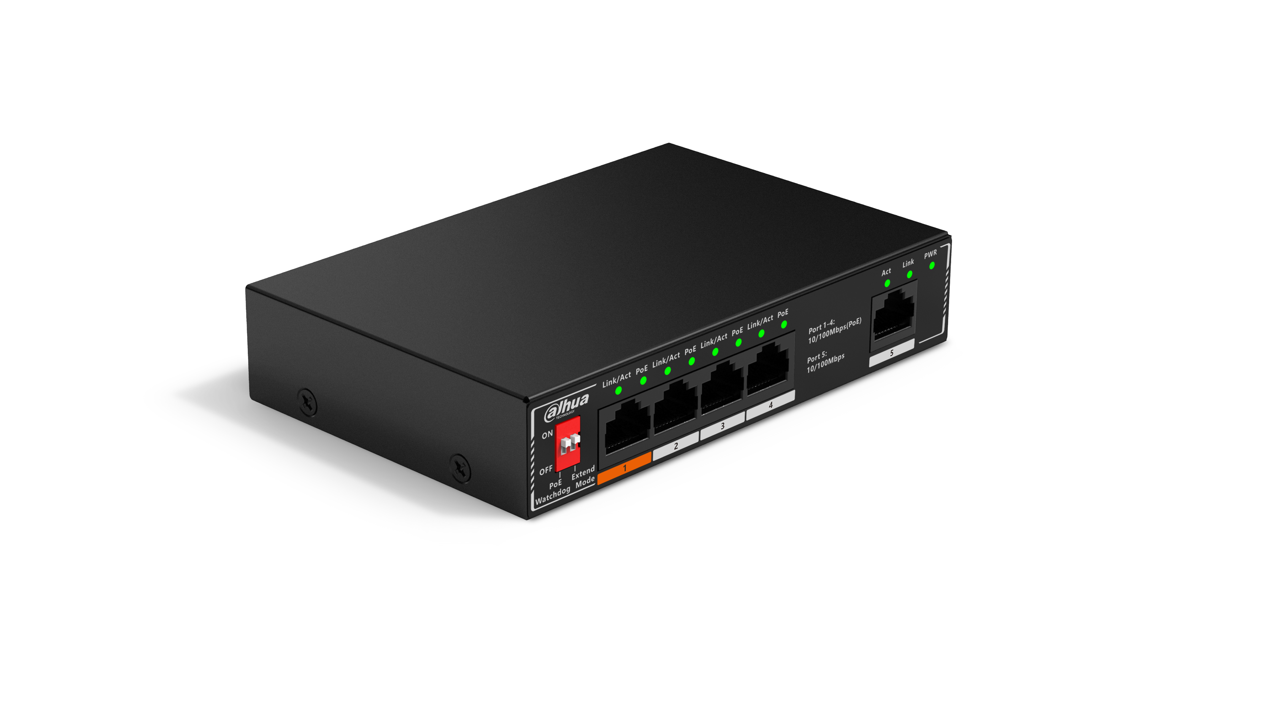 Dahua Technology PoE SF1005P Ikke administreret L2 Fast Ethernet (10/100) Strøm over Ethernet (PoE) Sort