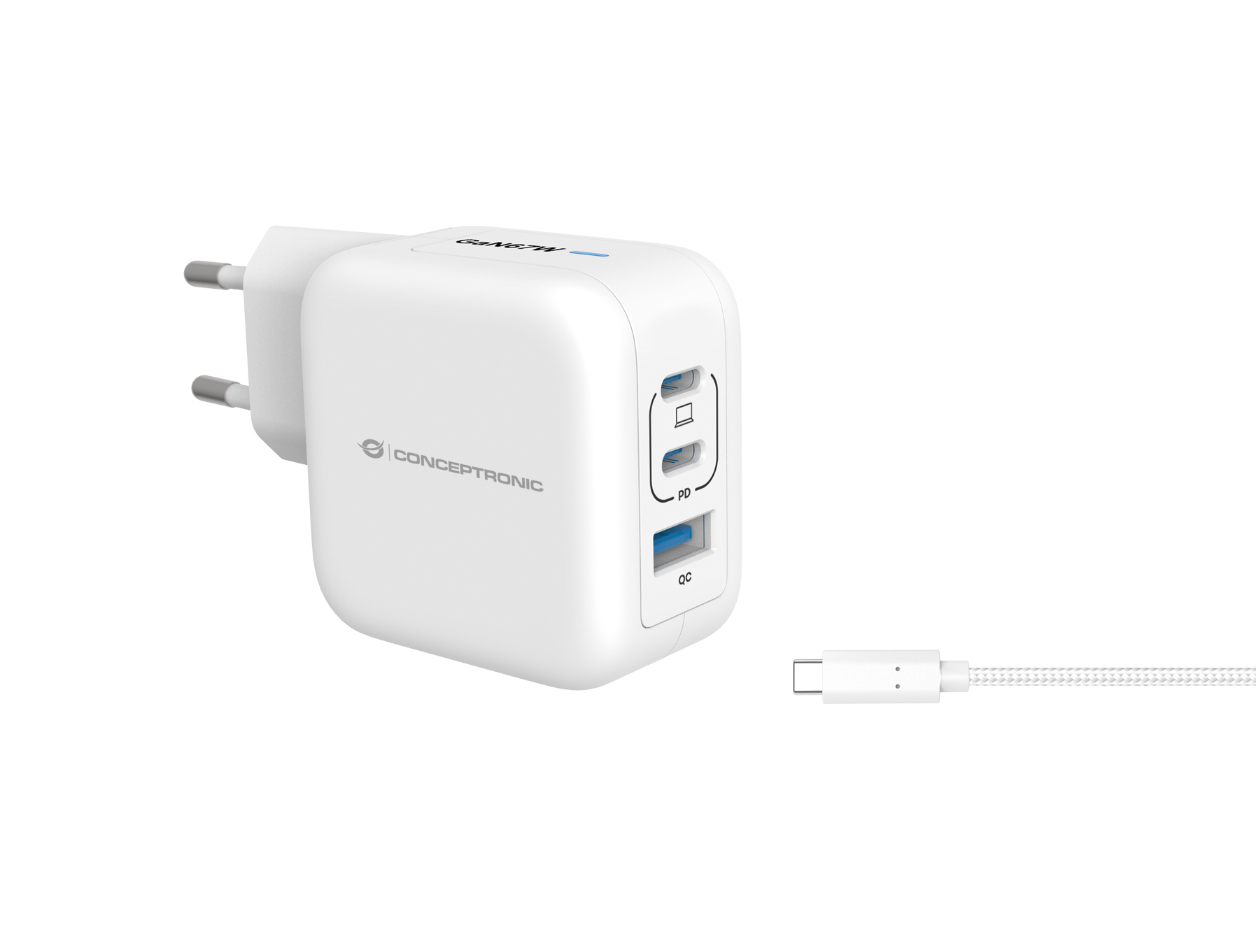 Conceptronic ALTHEA17W oplader til mobil enhed Universel Hvid Vekselstrøm Hurtig opladning Indendørs
