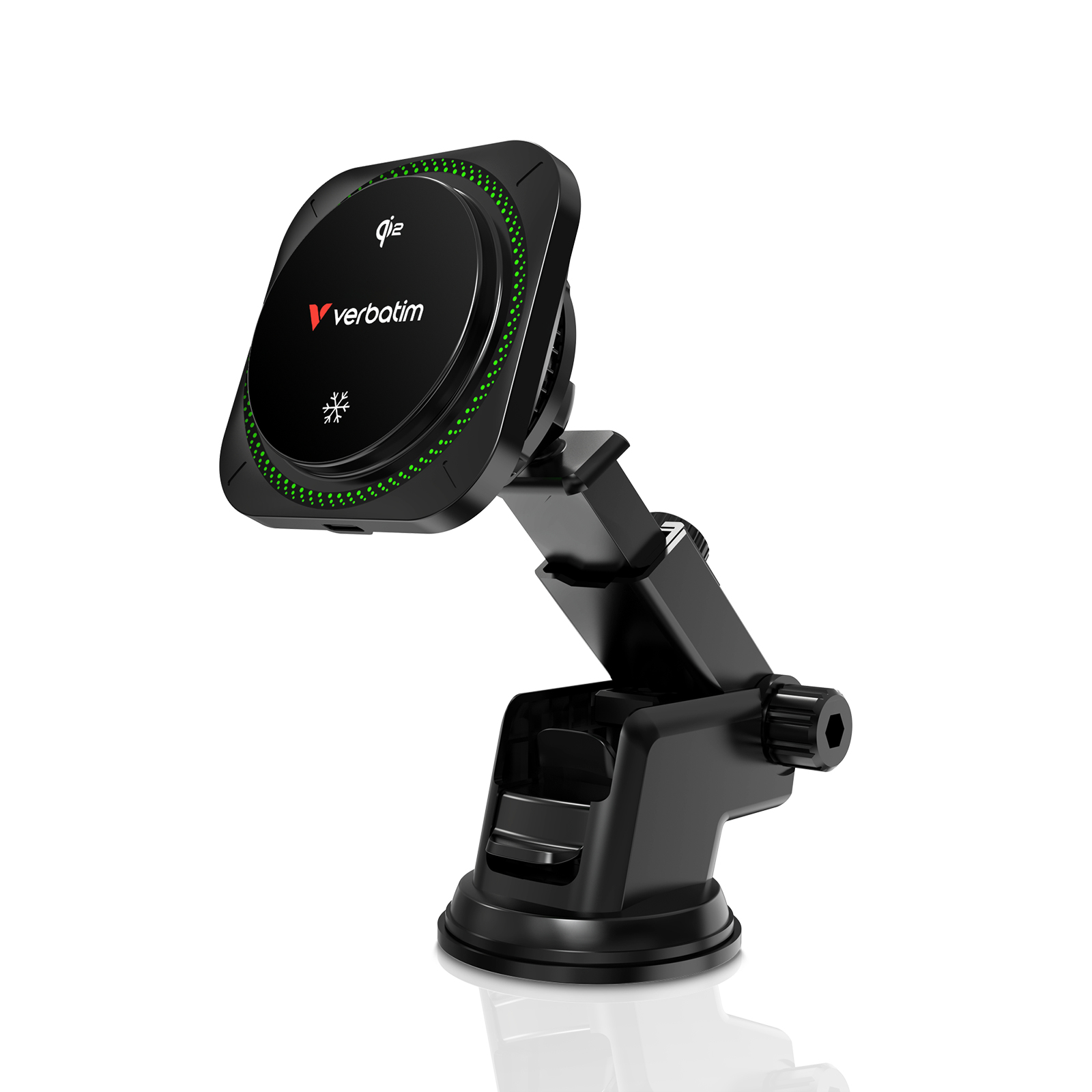 Verbatim Charge 'n' Drive Qi2 RGB Smartphone Sort USB Trådløs opladning Hurtig opladning Automatisk