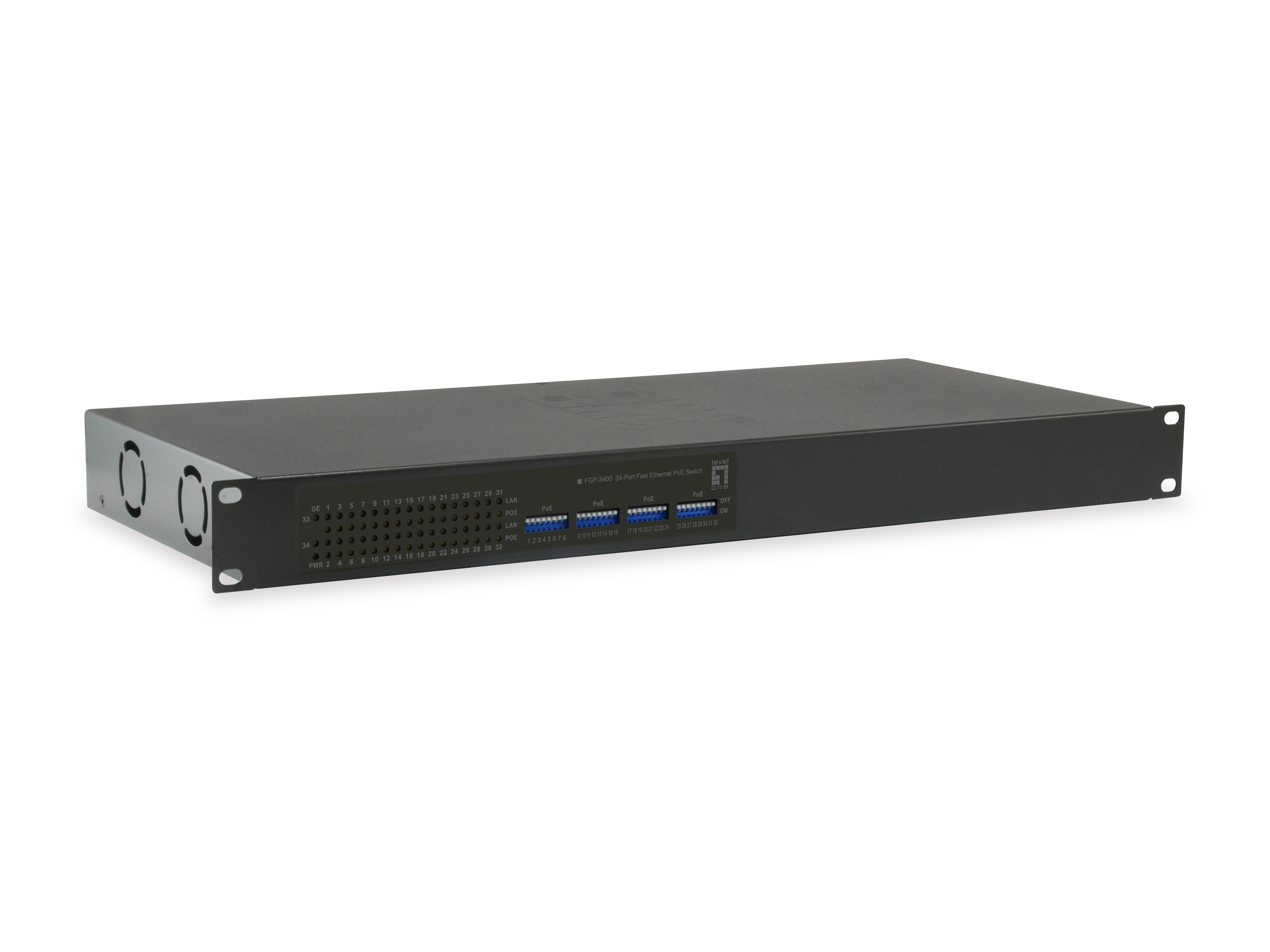 LevelOne FGP-3400W250 netværksswitch Ikke administreret Fast Ethernet (10/100) Strøm over Ethernet (PoE) Sort