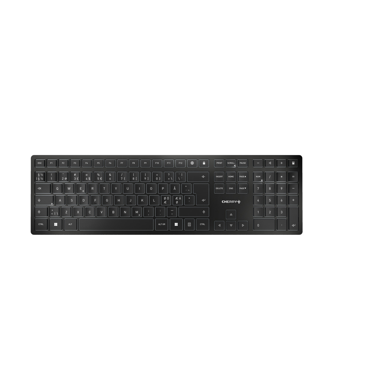 CHERRY KW 9100 SLIM tastatur Universel RF trådløs + Bluetooth QWERTY Nordisk Sort
