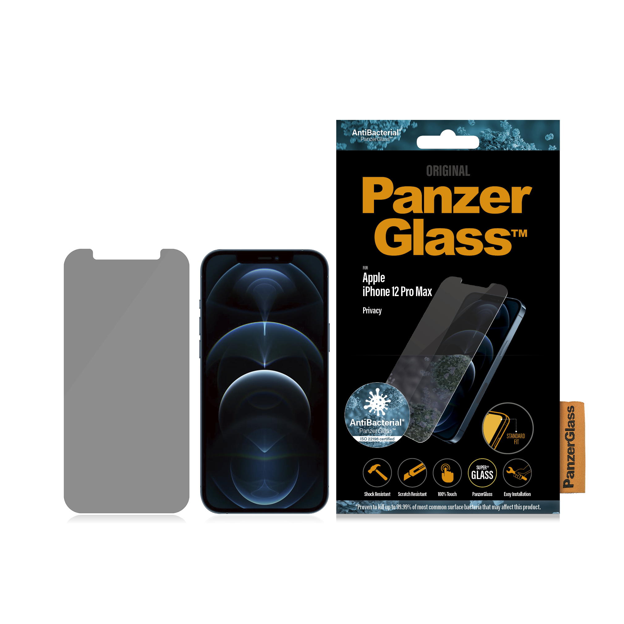 PanzerGlass ® Privacy Skærmbeskyttelse iPhone 12 Pro Max | Standard Fit