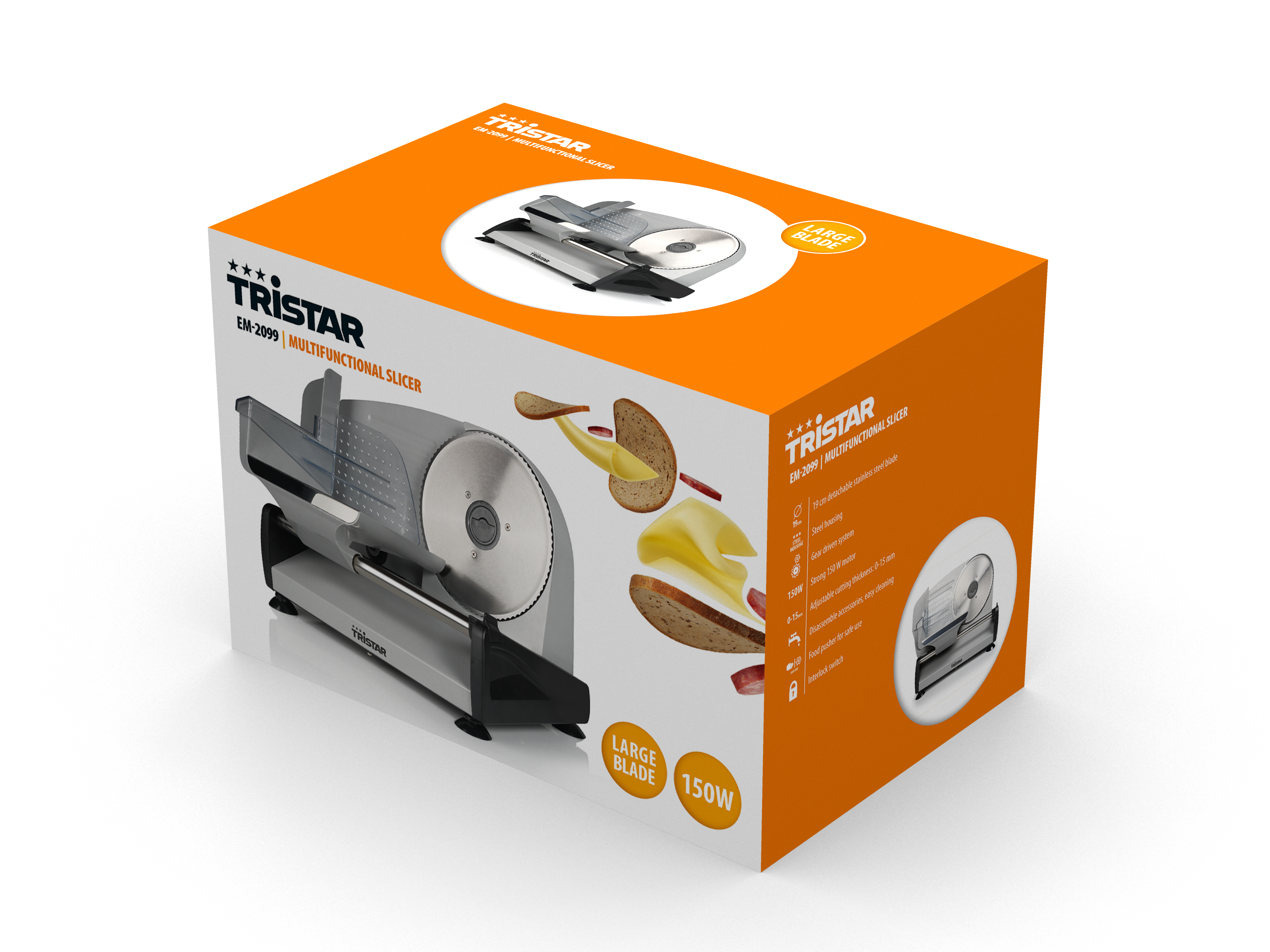 Tristar EM-2099 skæremaskine Elektrisk 150 W Sort, Sølv