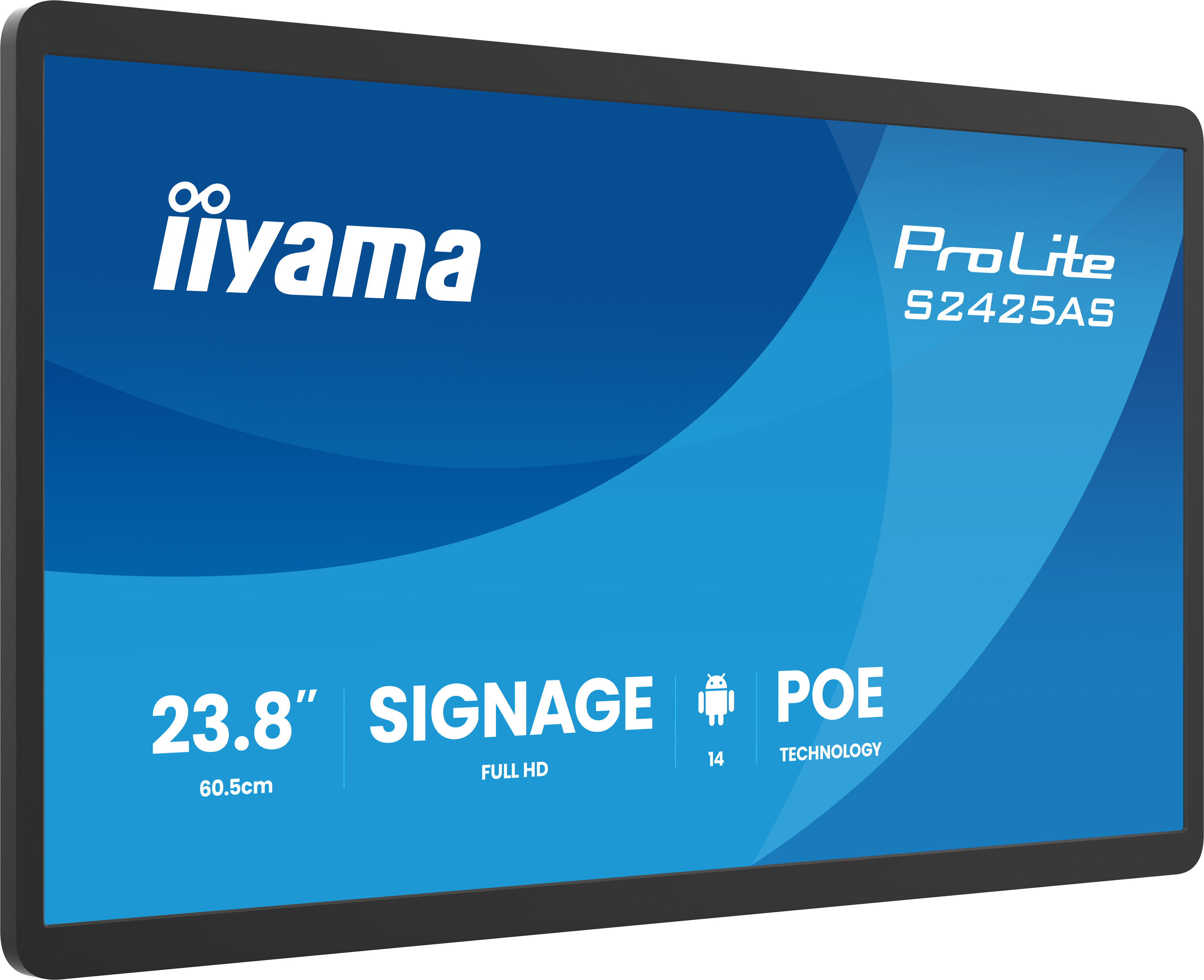 iiyama ProLite S2425AS-B1P Digital fladpaneldisplay 60,5 cm (23.8") LCD Wi-Fi 500 cd/m² Fuld HD Sort Indbygget processer Android 24/7