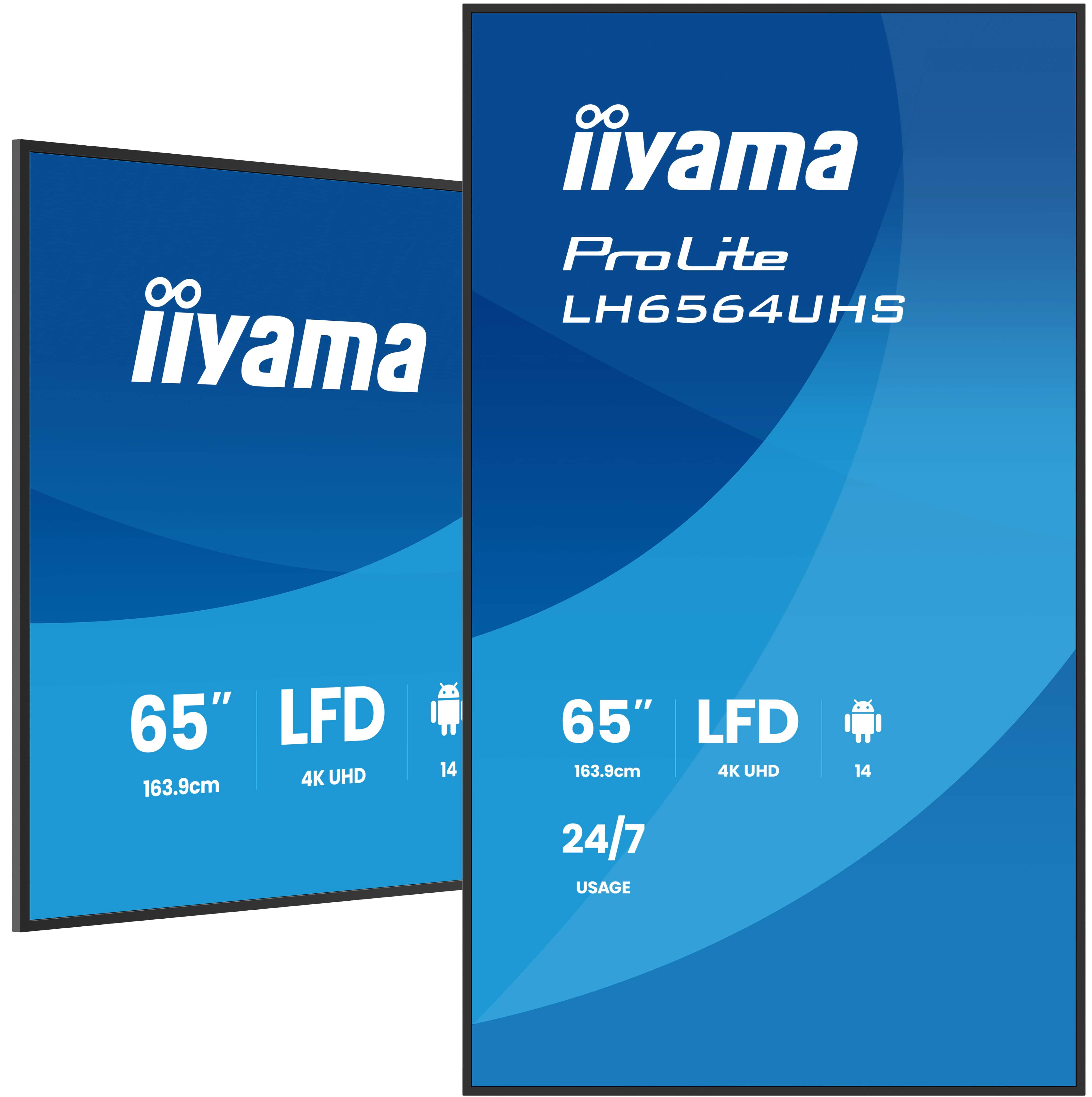 iiyama LH6564UHS-B1AG skilte display Digital fladpaneldisplay 165,1 cm (65") Wi-Fi 500 cd/m² 4K Ultra HD Sort Android 24/7
