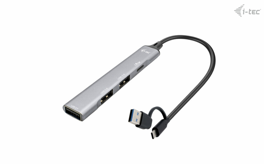 i-tec CAHUBMETALMINI4 interface hub USB 3.2 Gen 1 (3.1 Gen 1) Type-A + Type-C 5000 Mbit/s Sølv