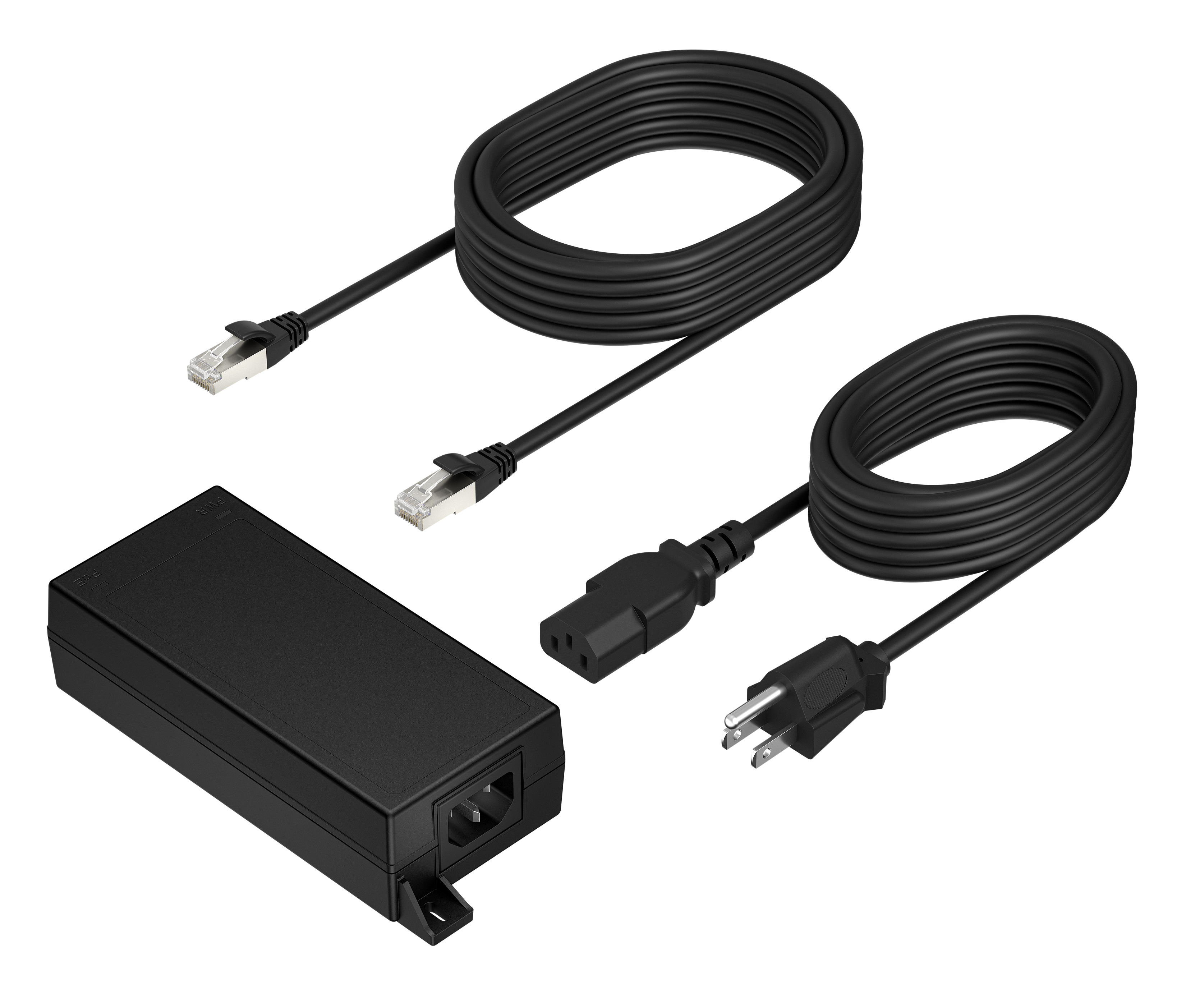 Poly PoE++ 65W 2.5G Adapter with 3.66m CAT6A Cable and Power Cord strømadapter og vekselret Indendørs Sort