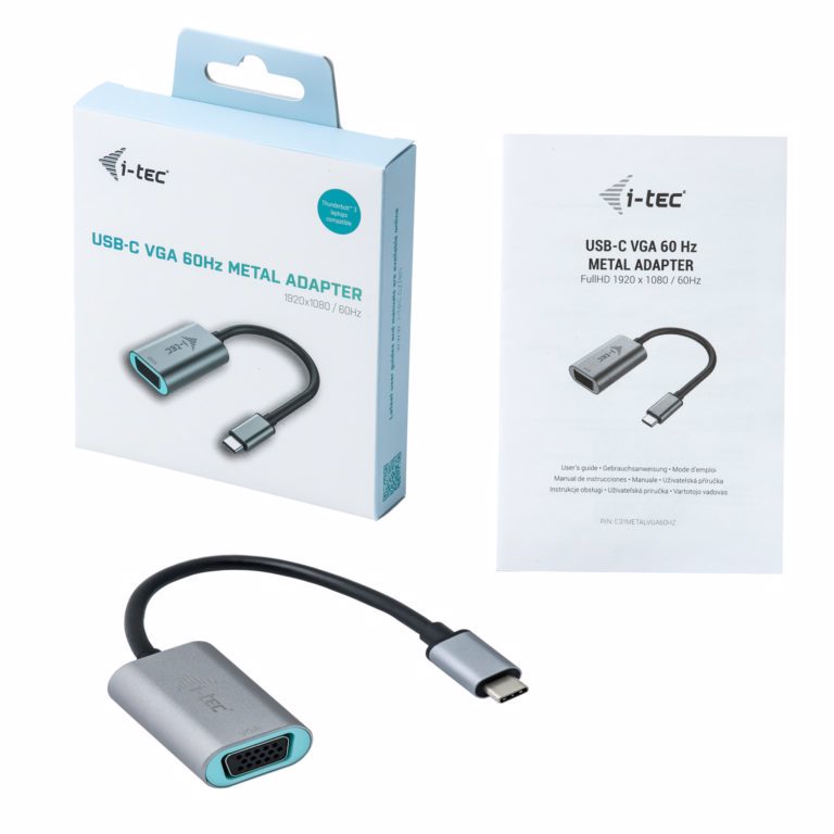 i-tec Metal C31METALVGA60HZ videokabel adapter 0,15 m USB Type-C VGA (D-Sub) Grå